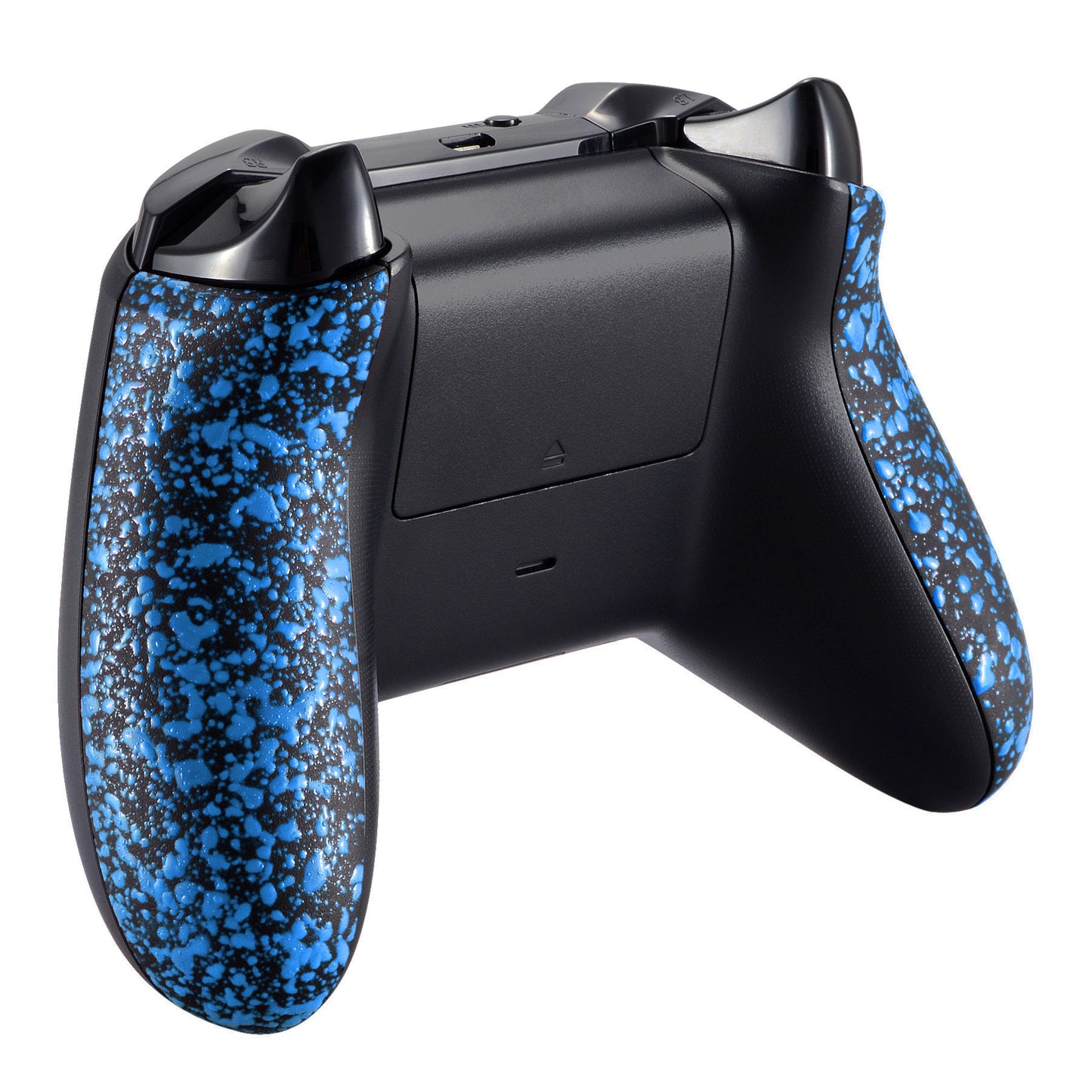 eXtremeRate Replacement Non-Slip Grips Side Rails Handles for Xbox One X & S Controller (Model 1708) - Textured Black Blue