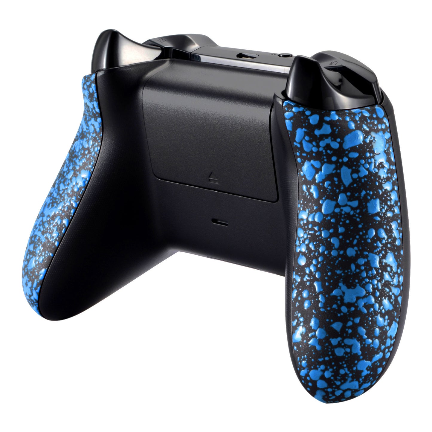 eXtremeRate Replacement Non-Slip Grips Side Rails Handles for Xbox One X & S Controller (Model 1708) - Textured Black Blue