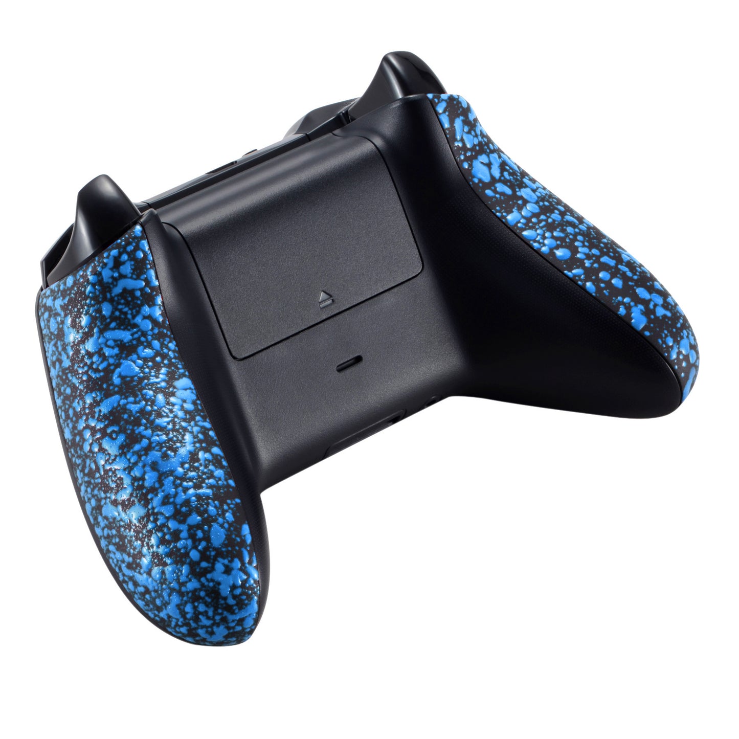 eXtremeRate Replacement Non-Slip Grips Side Rails Handles for Xbox One X & S Controller (Model 1708) - Textured Black Blue