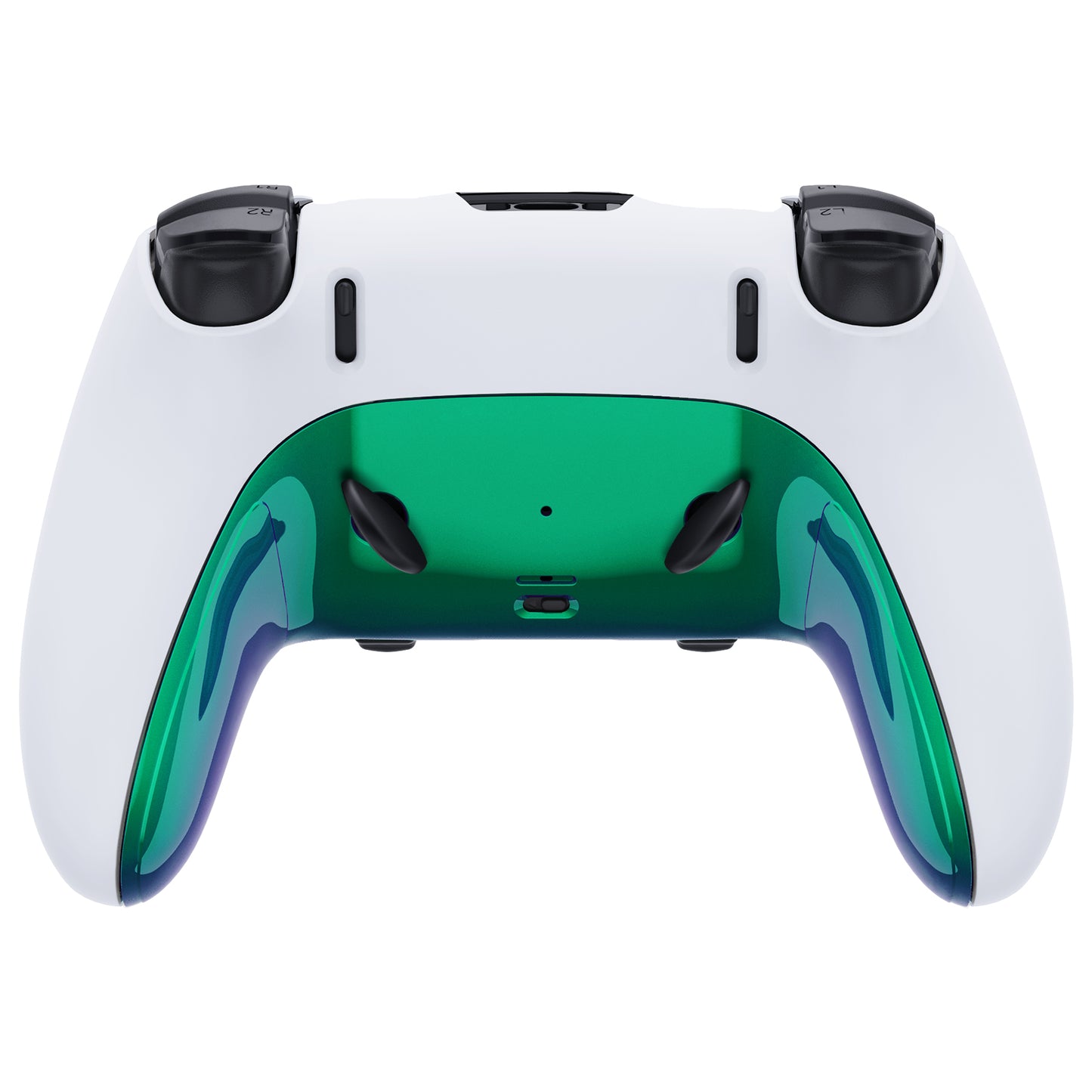 eXtremeRate Replacement Top Bottom Decorative Trim Shell Compatible with PS5 Edge Controller - Chameleon Green Purple