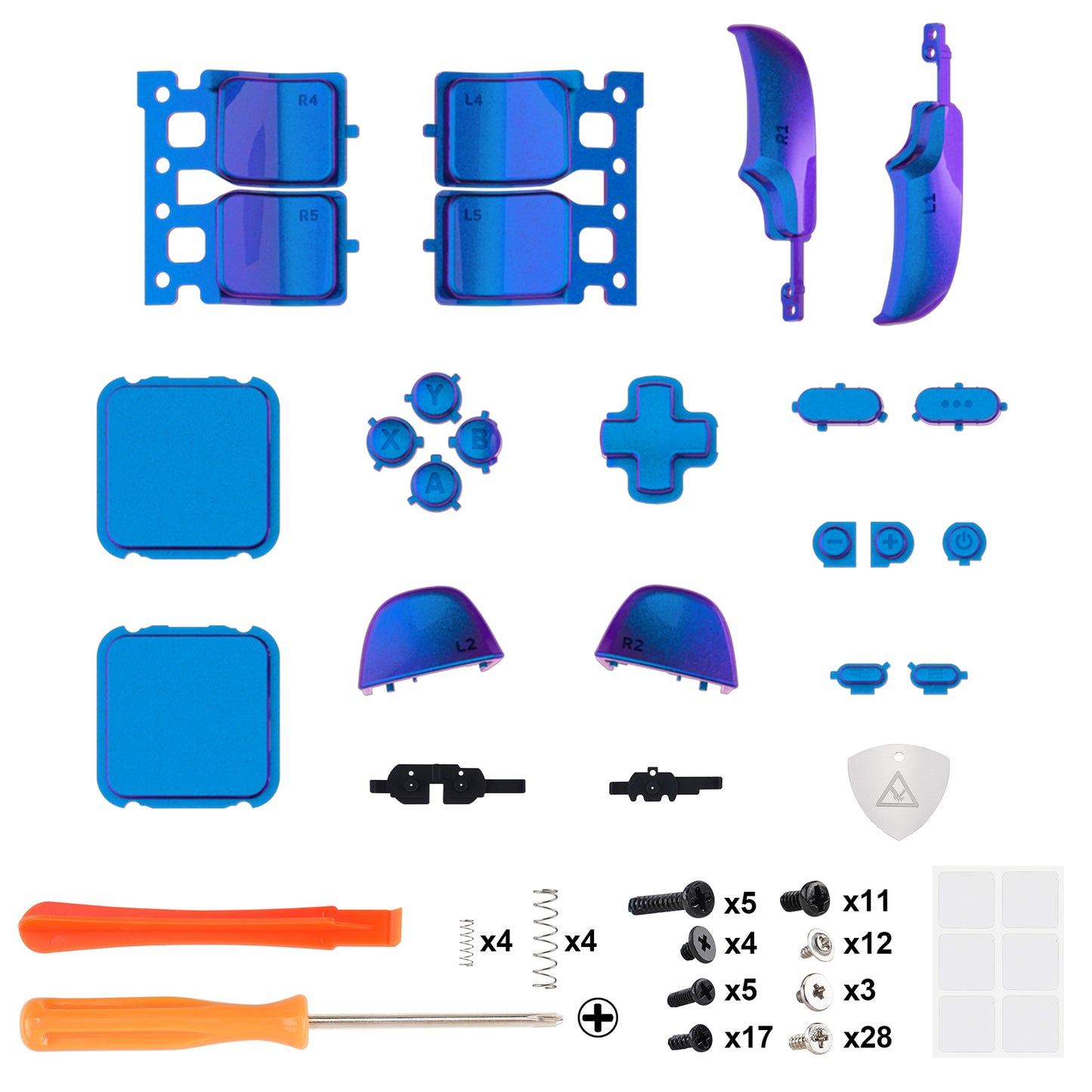 eXtremeRate Retail Chameleon Purple Blue Replacement Full Set Buttons for Steam Deck Console - JESDP004