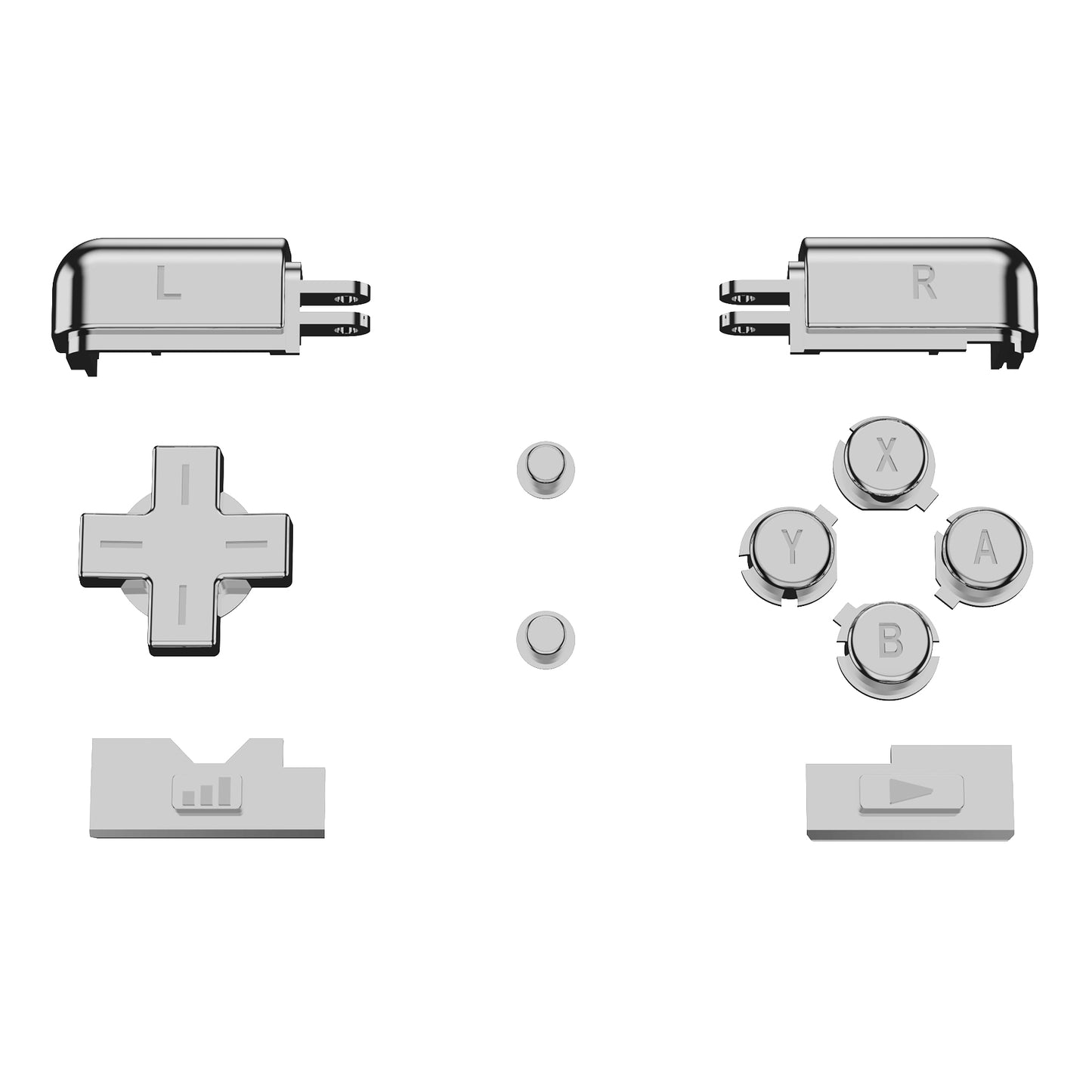 eXtremeRate Replacement Full Set Buttons for Nintendo DS Lite NDSL - Chrome Silver