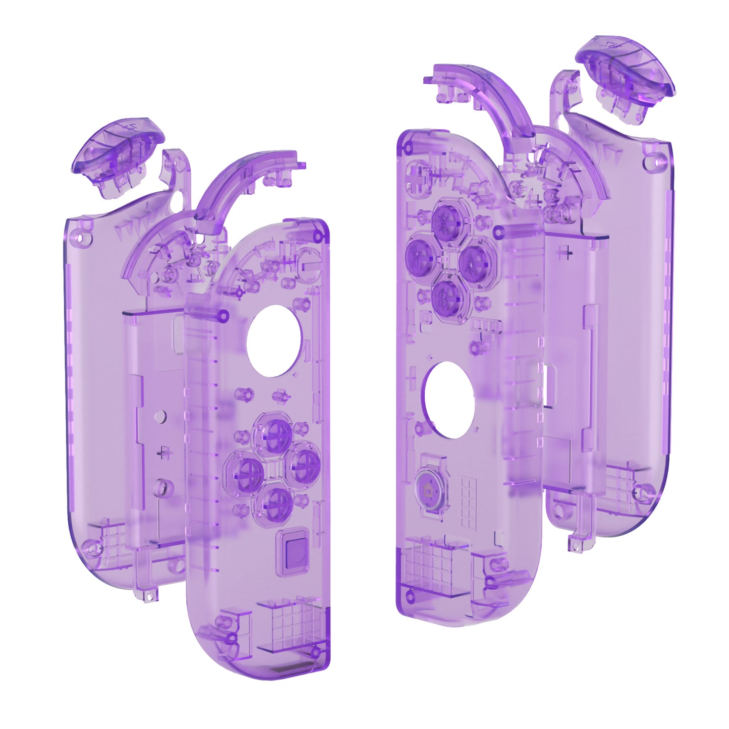 eXtremeRate Replacement Full Set Shell Case with Buttons for Joycon of NS Switch - Clear Atomic Purple