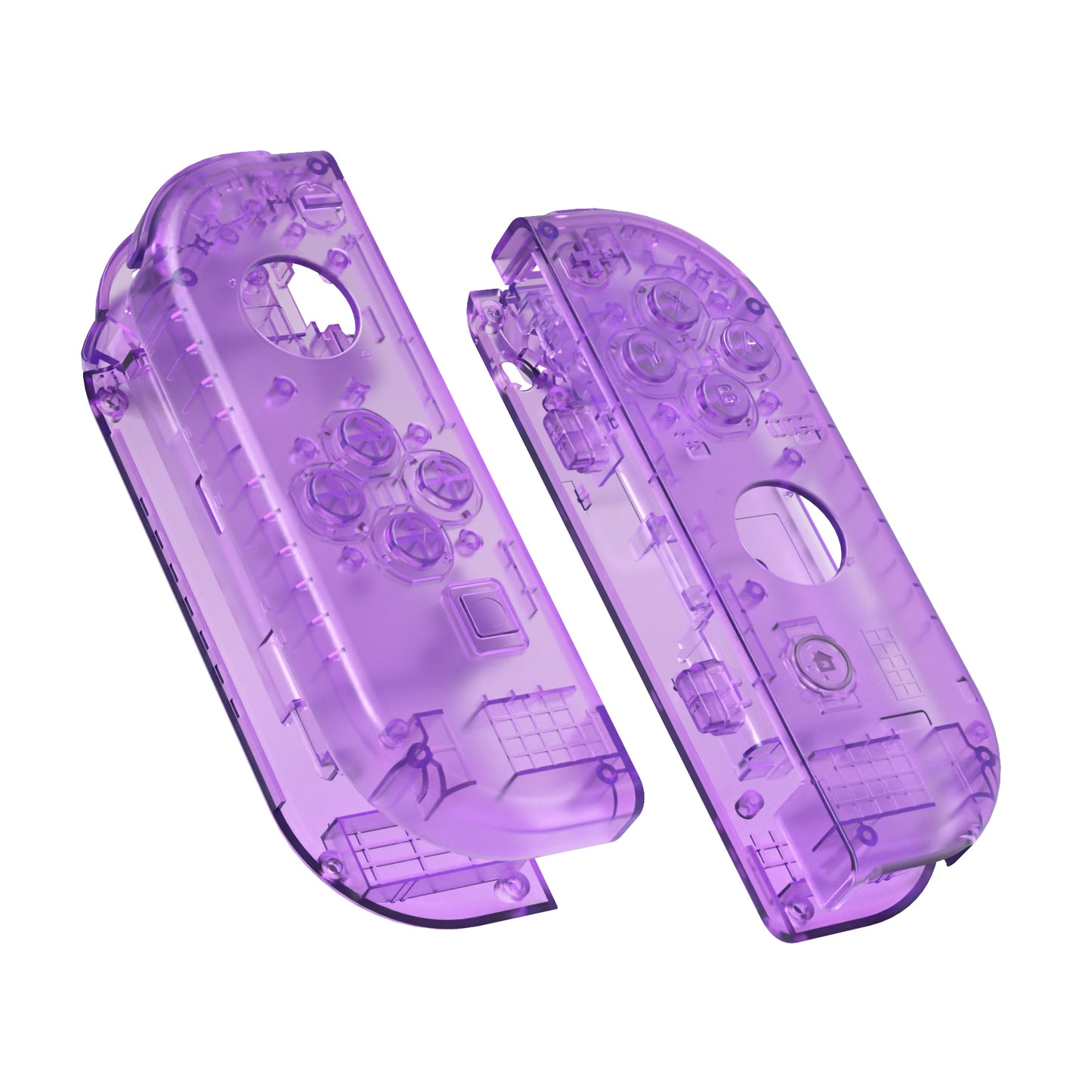 eXtremeRate Replacement Full Set Shell Case with Buttons for Joycon of NS Switch - Clear Atomic Purple