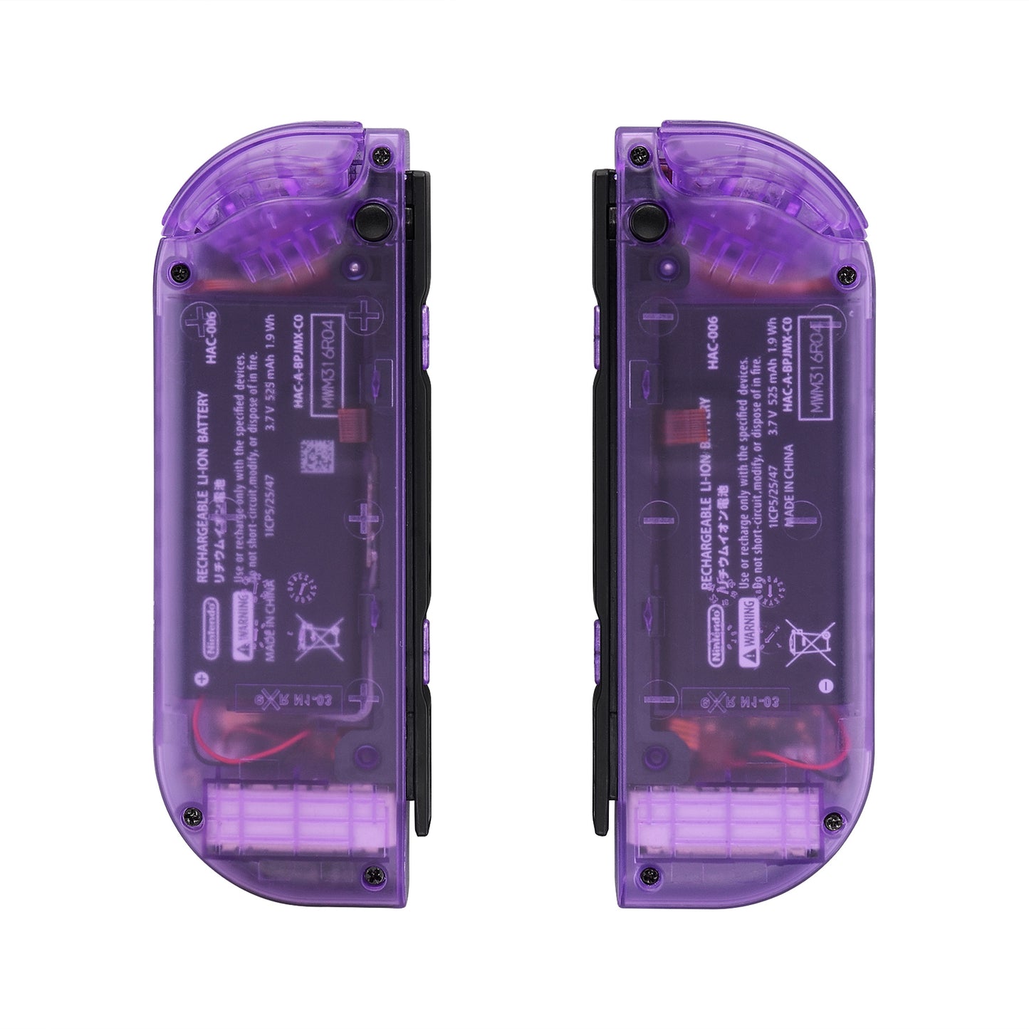 eXtremeRate Replacement Full Set Shell Case with Buttons for Joycon of NS Switch - Clear Atomic Purple