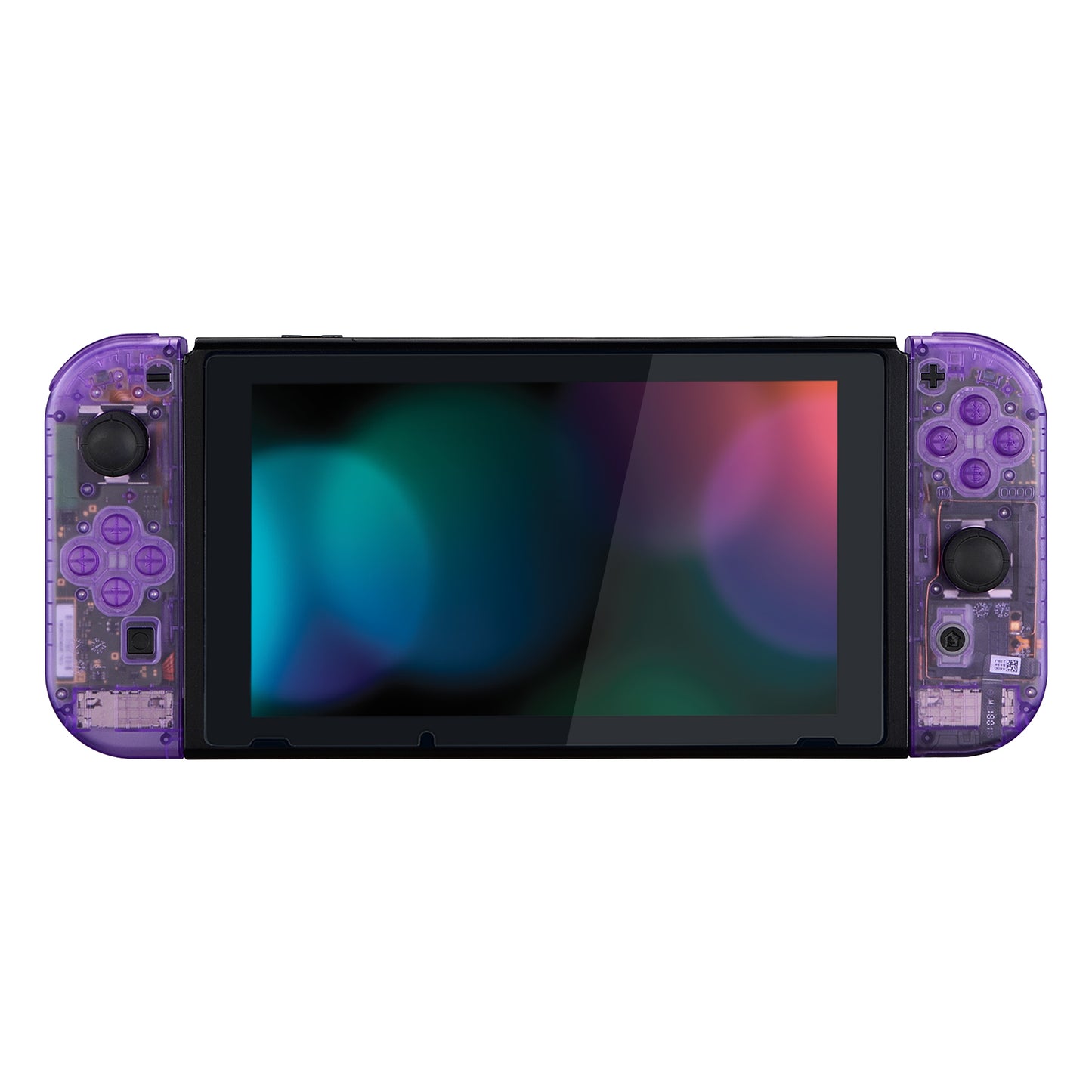 eXtremeRate Replacement Full Set Shell Case with Buttons for Joycon of NS Switch - Clear Atomic Purple