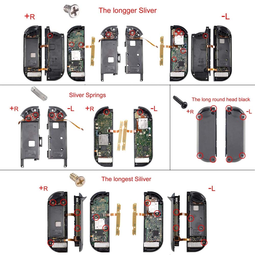 eXtremeRate Replacement Full Set Shell Case with Buttons for Joycon of NS Switch - Clear Black