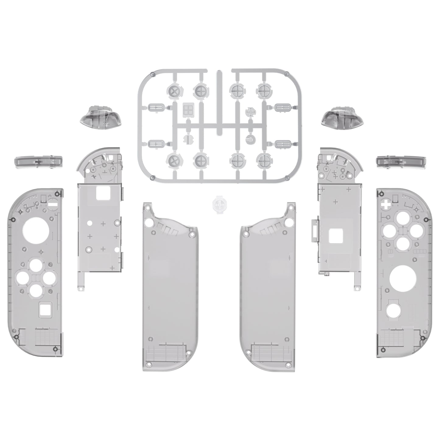 eXtremeRate Replacement Full Set Shell Case with Buttons for Joycon of NS Switch - Clear Black