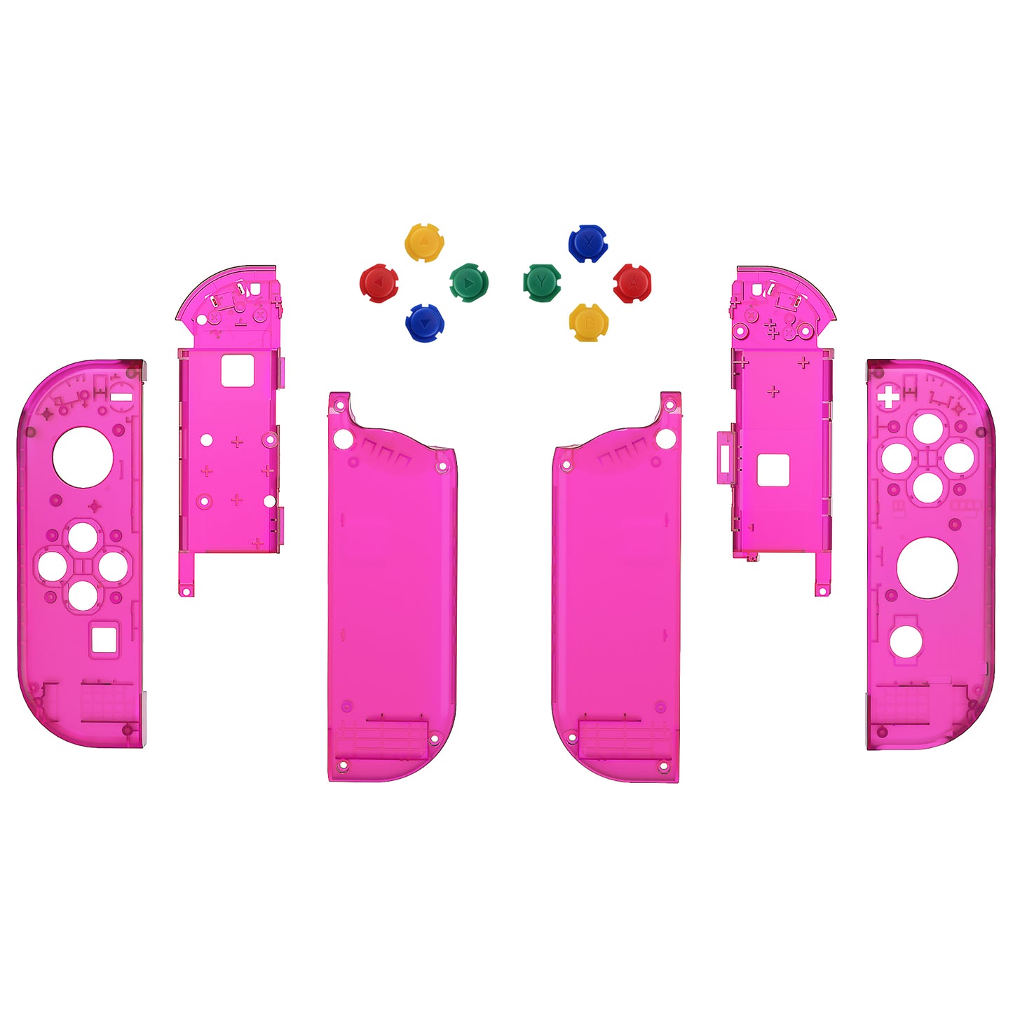 eXtremeRate Replacement Full Set Shell Case with Buttons for Joycon of NS Switch - Clear Candy Pink