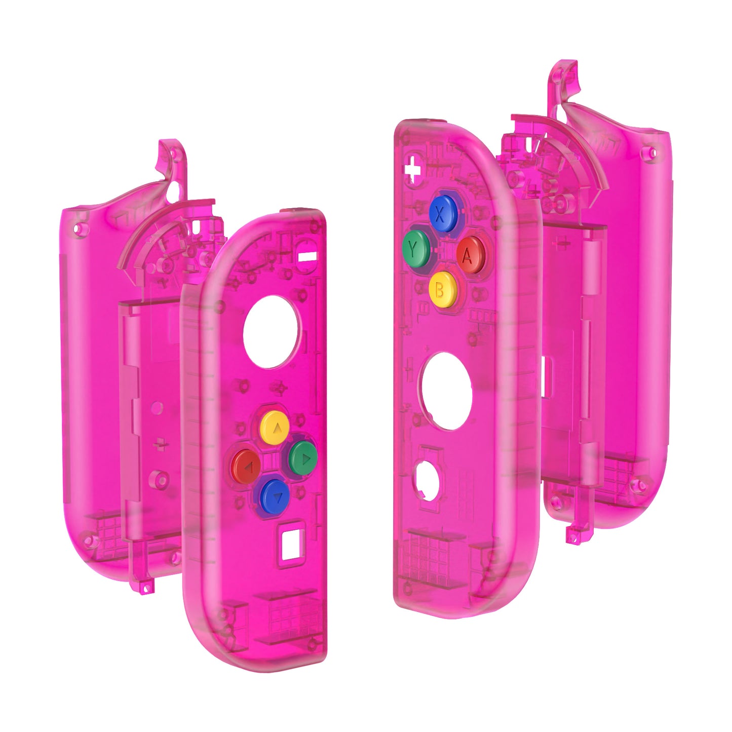 eXtremeRate Replacement Full Set Shell Case with Buttons for Joycon of NS Switch - Clear Candy Pink