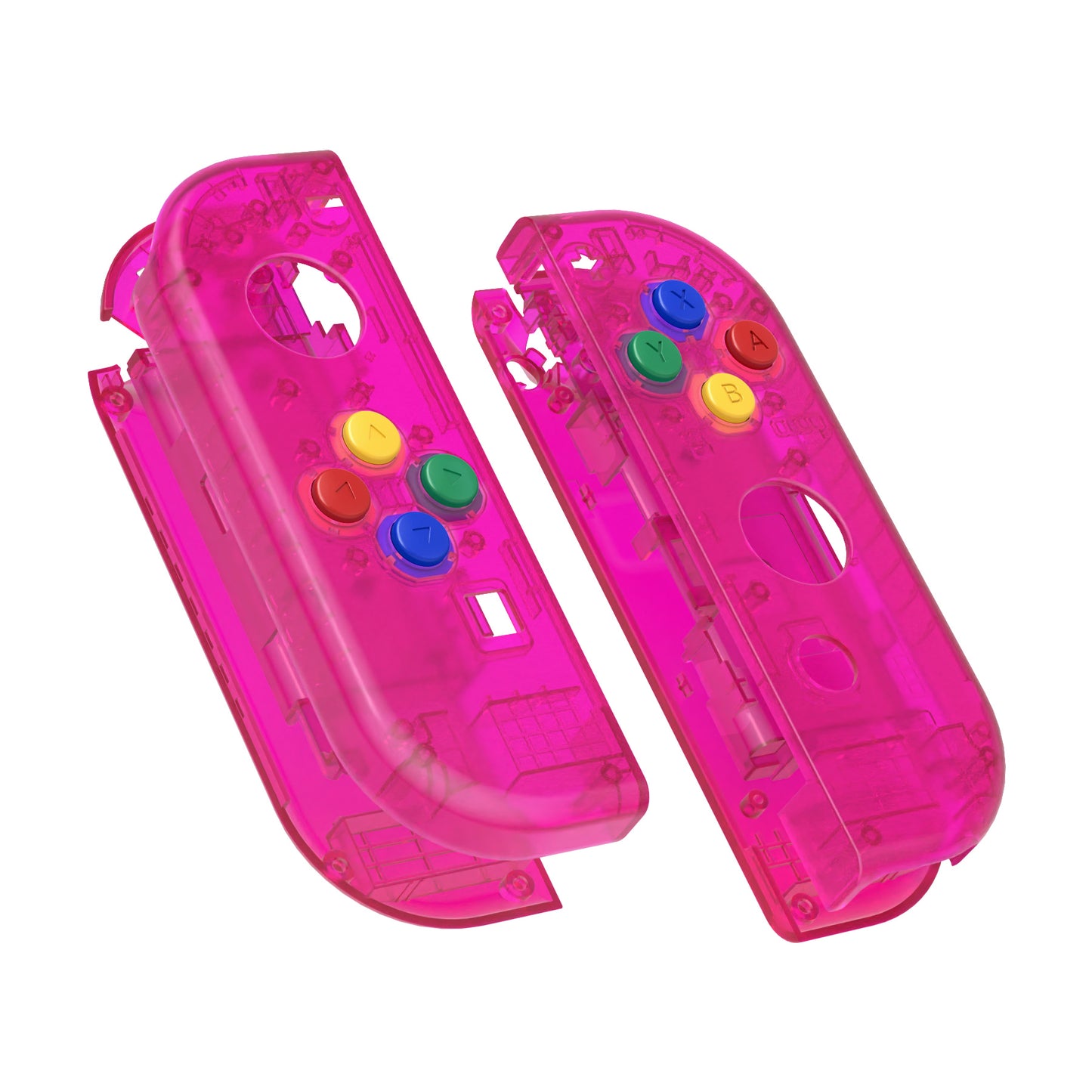 eXtremeRate Replacement Full Set Shell Case with Buttons for Joycon of NS Switch - Clear Candy Pink