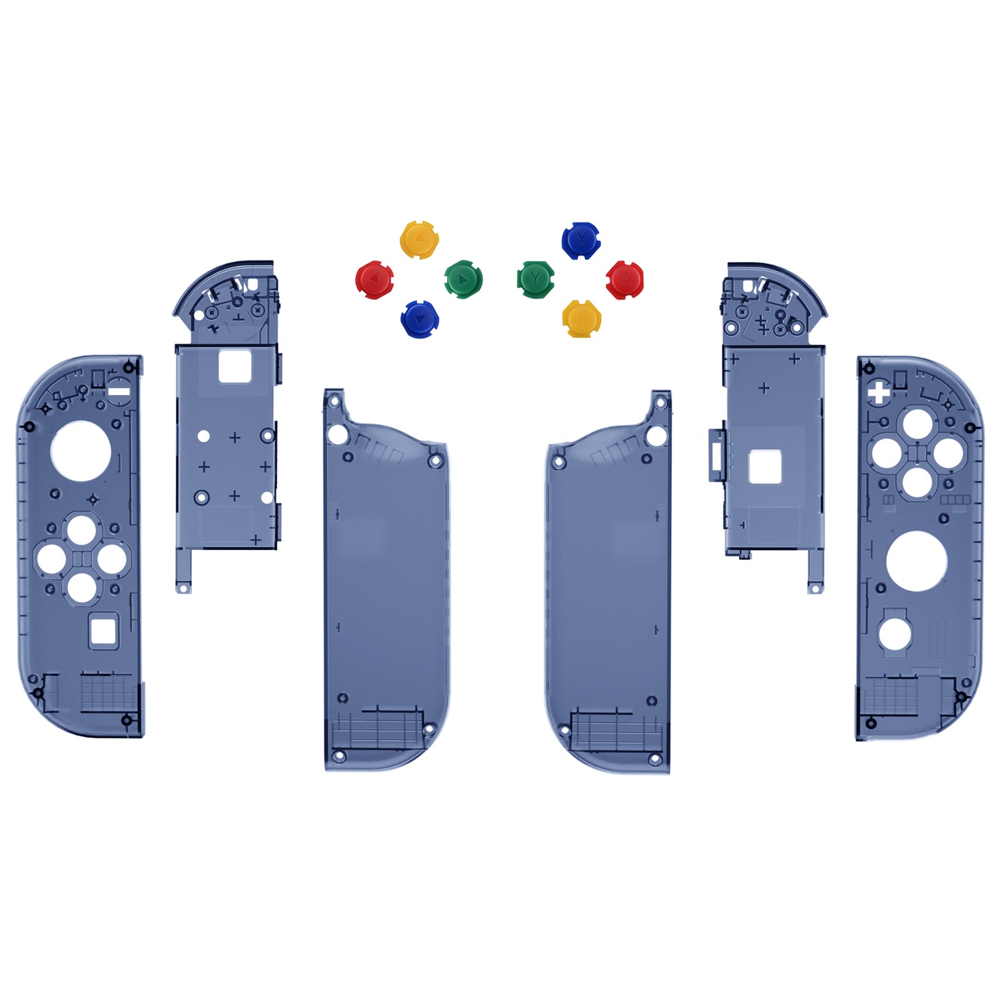 eXtremeRate Replacement Full Set Shell Case with Buttons for Joycon of NS Switch - Clear Deep Ocean Blue