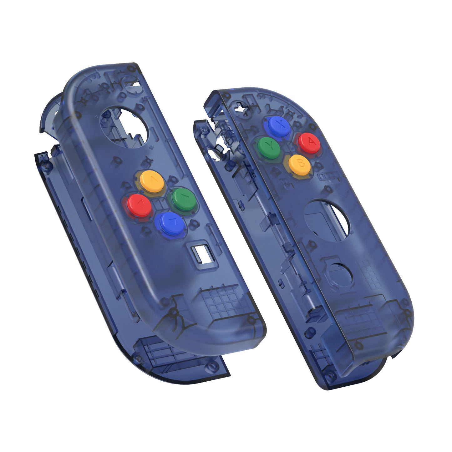 eXtremeRate Replacement Full Set Shell Case with Buttons for Joycon of NS Switch - Clear Deep Ocean Blue