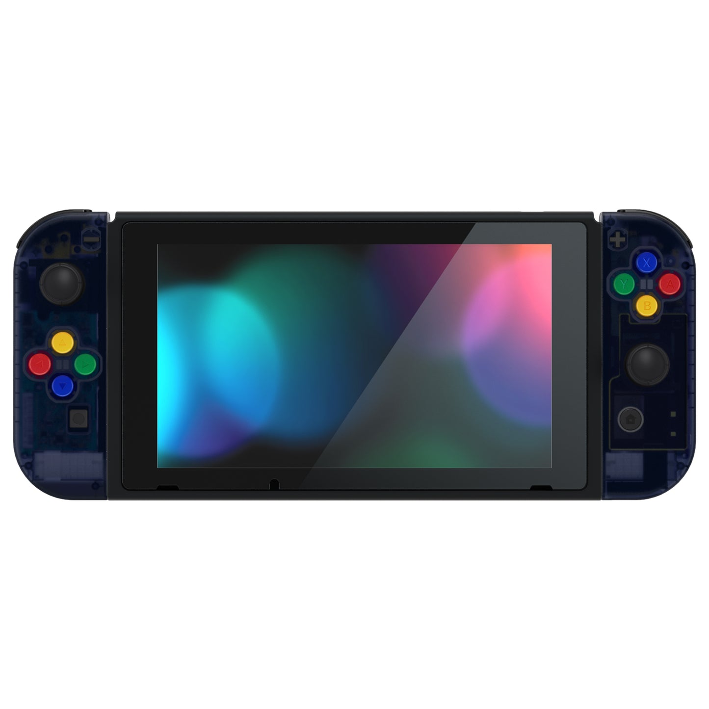 eXtremeRate Replacement Full Set Shell Case with Buttons for Joycon of NS Switch - Clear Deep Ocean Blue