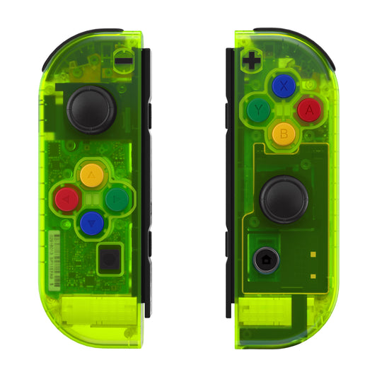 eXtremeRate Replacement Full Set Shell Case with Buttons for Joycon of NS Switch - Clear Lime Green