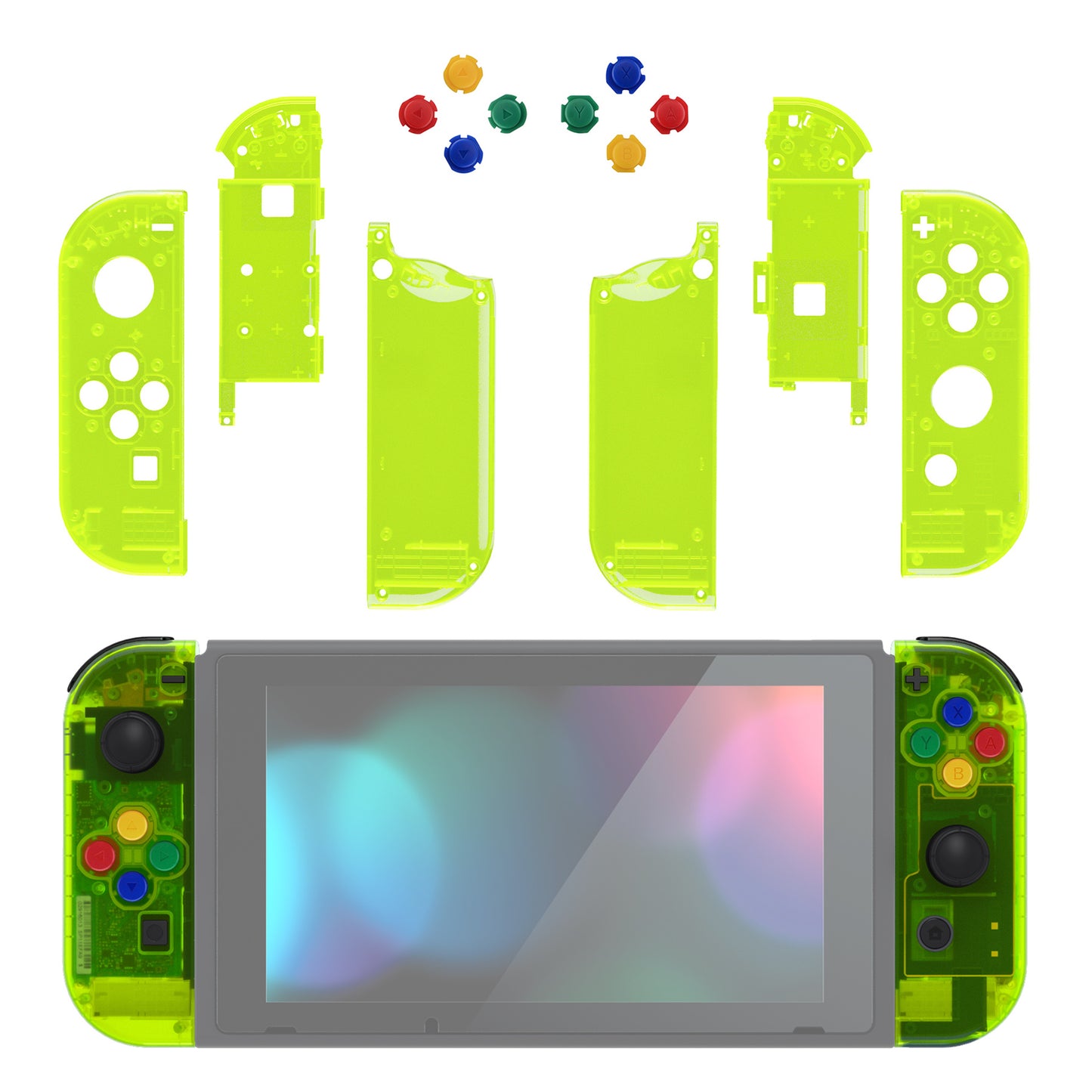 クリアライムグリーン Joycon ハンドヘルドコントローラーハウジング フルセットボタン付き NS Switch JoyCon &amp; OLED JoyCon 用 DIY 交換シェルケース - Joycon とコンソールは含まれません - CM511