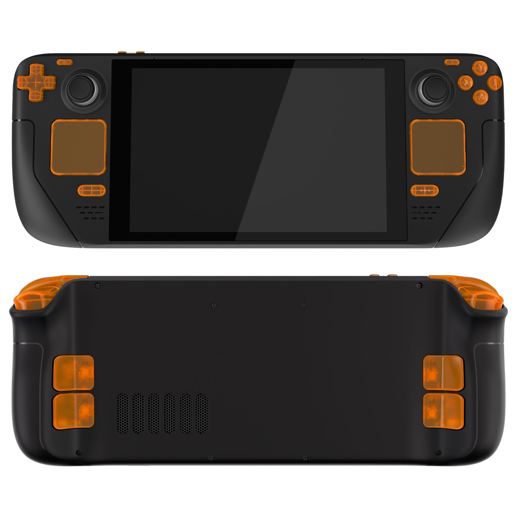 eXtremeRate Replacement Full Set Buttons for Steam Deck LCD - Clear Orange
