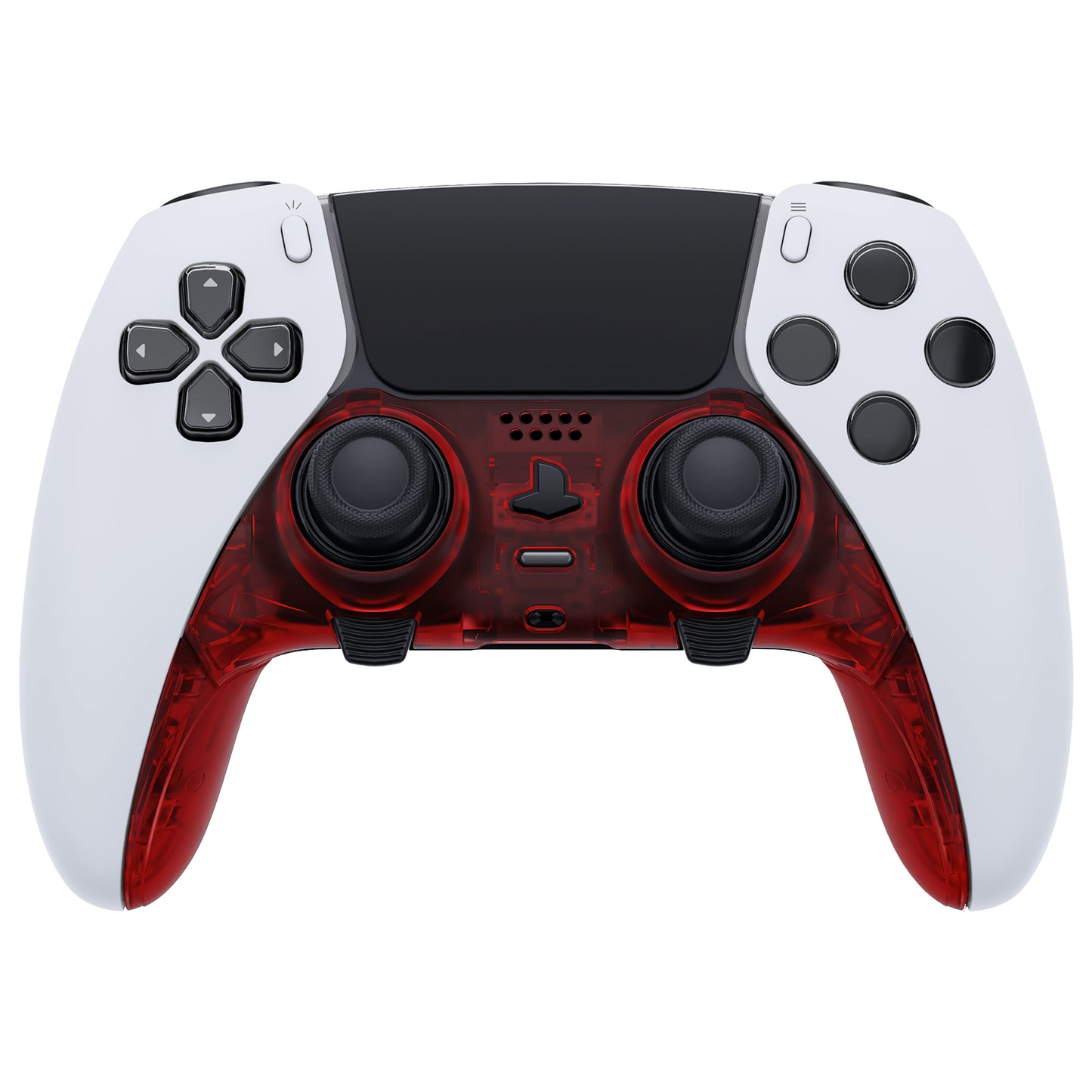 eXtremeRate Replacement Top Bottom Decorative Trim Shell Compatible with PS5 Edge Controller - Clear Red