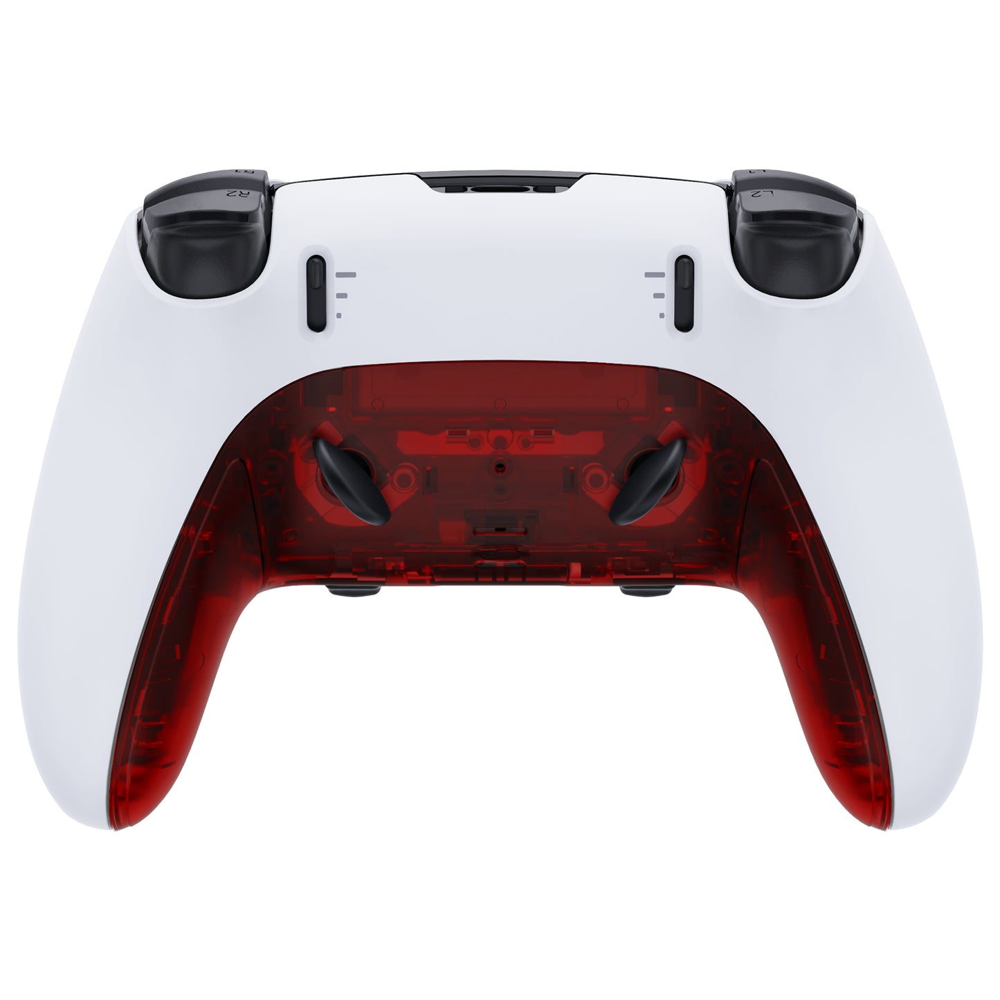 eXtremeRate Replacement Top Bottom Decorative Trim Shell Compatible with PS5 Edge Controller - Clear Red