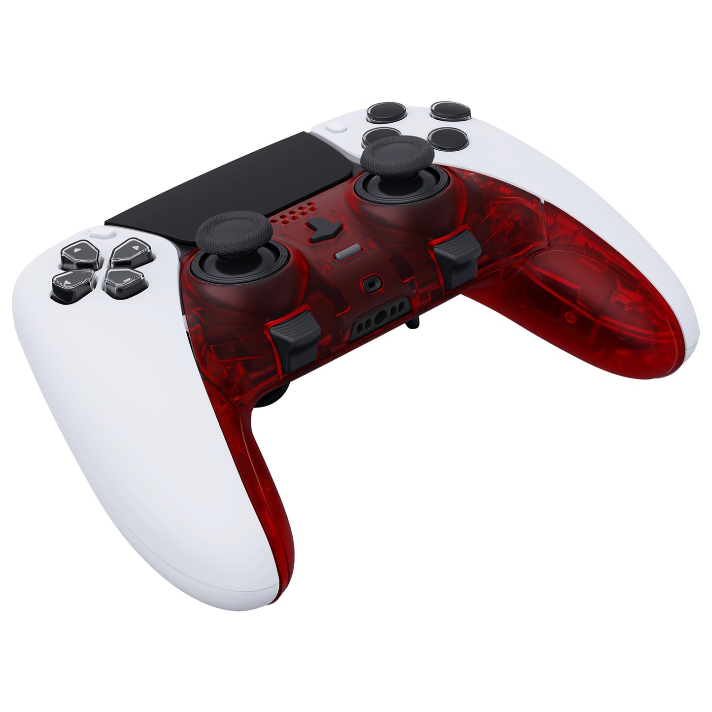 eXtremeRate Replacement Top Bottom Decorative Trim Shell Compatible with PS5 Edge Controller - Clear Red