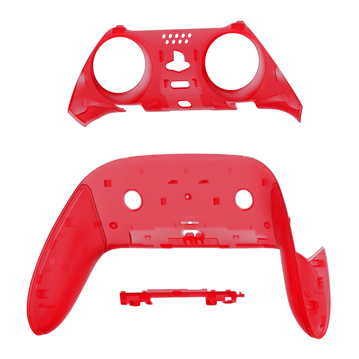 eXtremeRate Replacement Top Bottom Decorative Trim Shell Compatible with PS5 Edge Controller - Clear Red