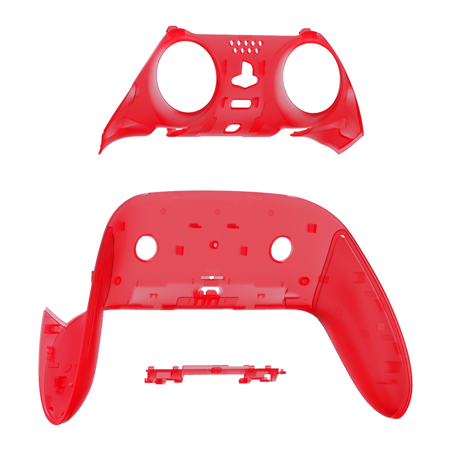 eXtremeRate Replacement Top Bottom Decorative Trim Shell Compatible with PS5 Edge Controller - Clear Red