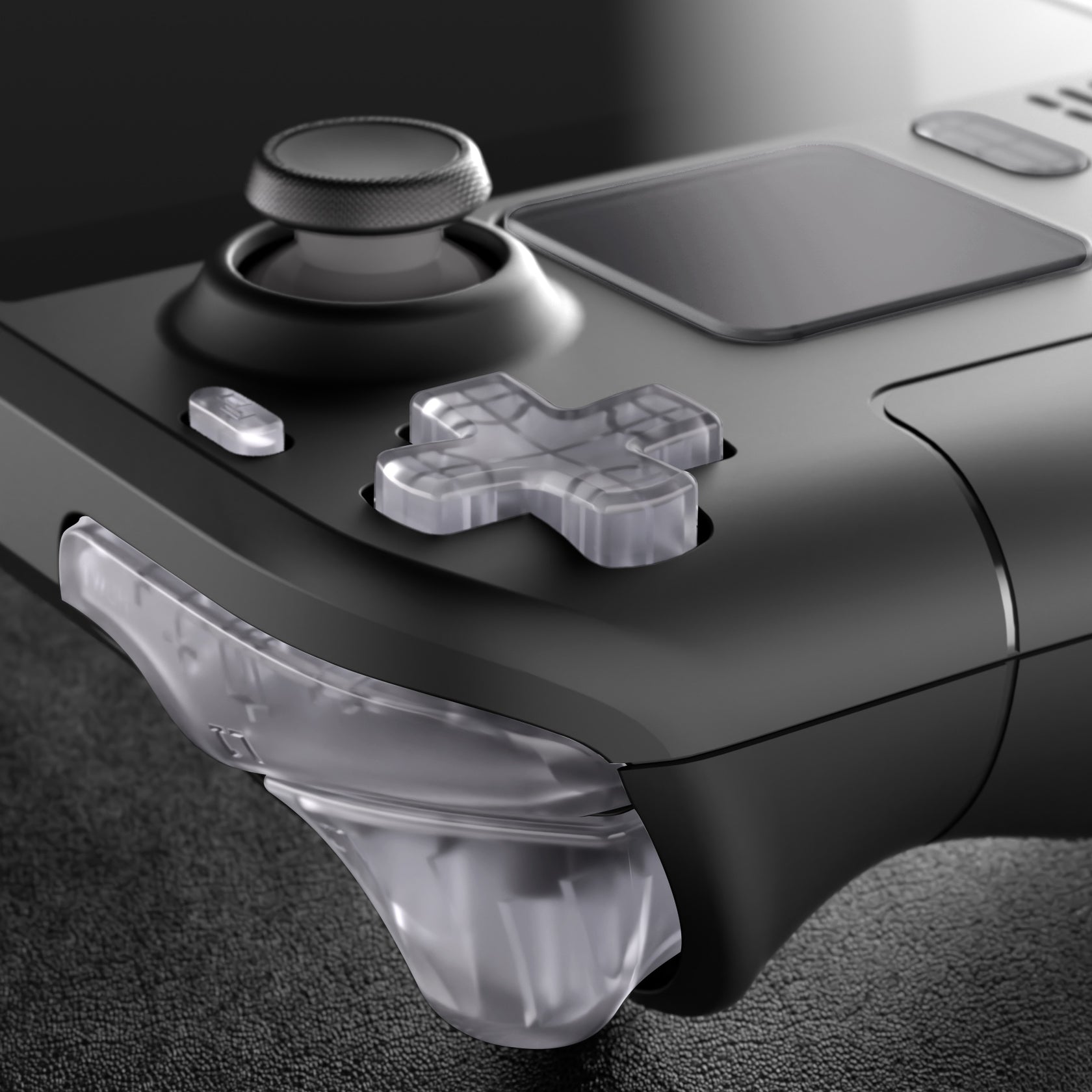 eXtremeRate Clear Replacement Full Set Buttons for Steam Deck, DIY Custom ABXY Dpad Trackpad