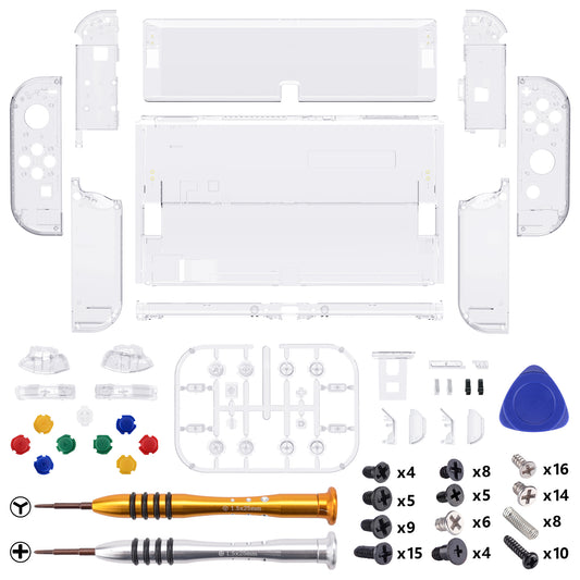 eXtremeRate Custom Replacement Full Set Shell with Buttons for Nintendo Switch OLED - Crystal Clear