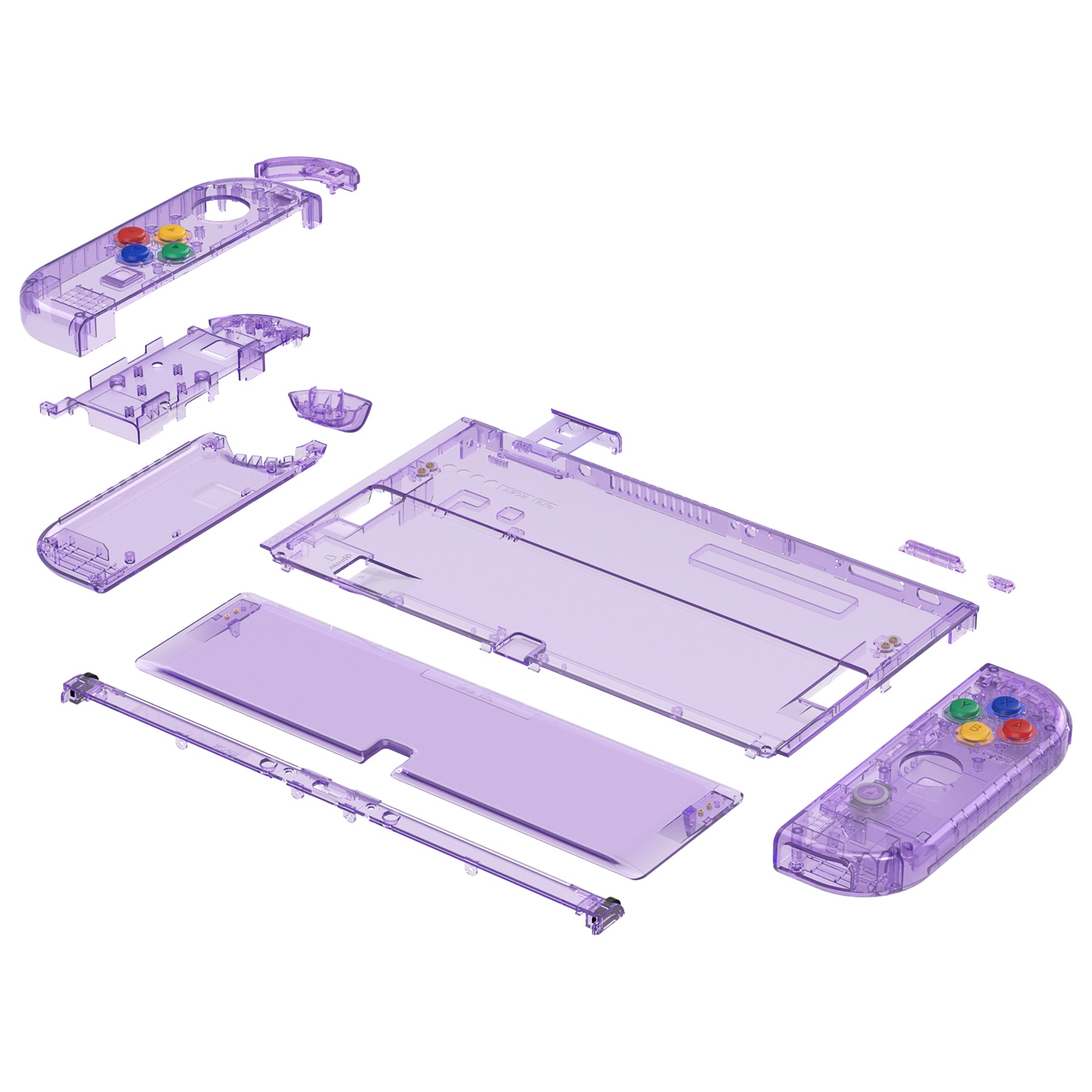 eXtremeRate Custom Replacement Full Set Shell with Buttons for Nintendo Switch OLED - Crystal Clear Atomic Purple eXtremeRate