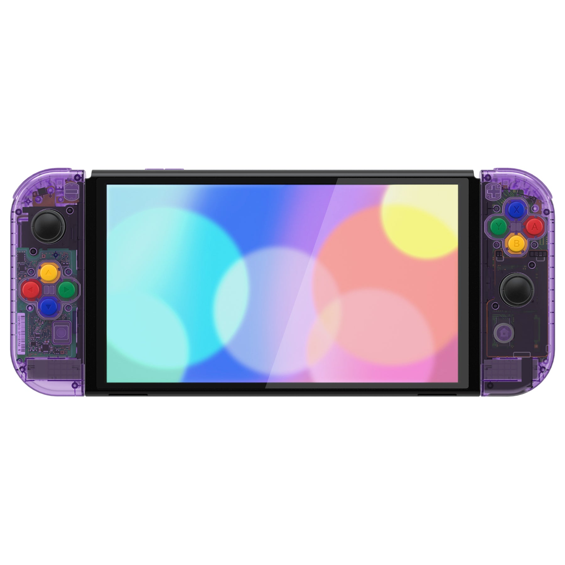 eXtremeRate Custom Replacement Full Set Shell with Buttons for Nintendo Switch OLED - Crystal Clear Atomic Purple eXtremeRate