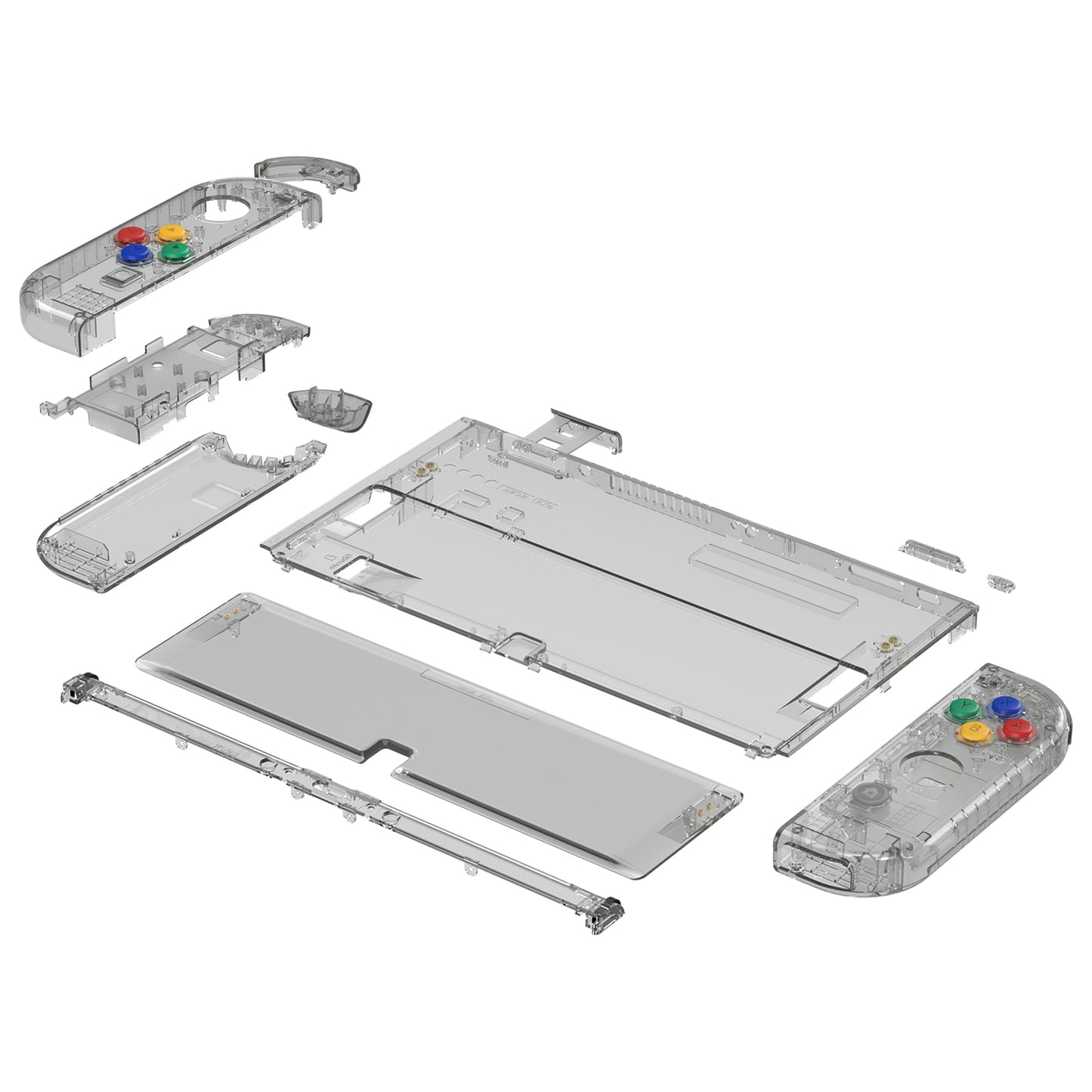 eXtremeRate Custom Replacement Full Set Shell with Buttons for Nintendo Switch OLED - Crystal Clear Black