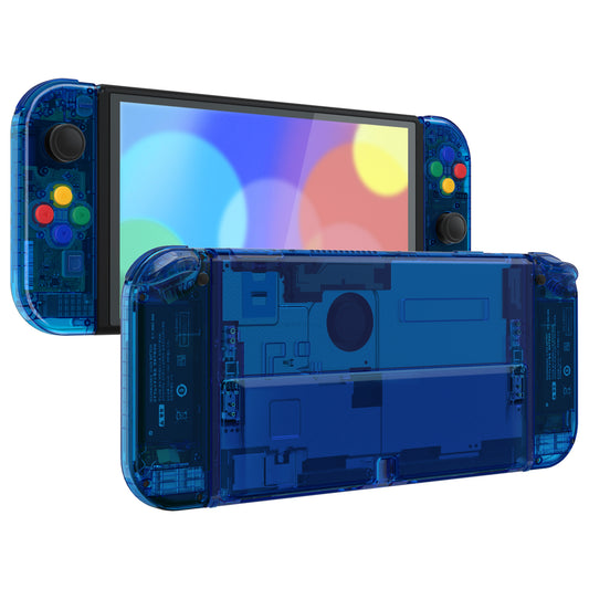 eXtremeRate Custom Replacement Full Set Shell with Buttons for Nintendo Switch OLED - Crystal Clear Blue