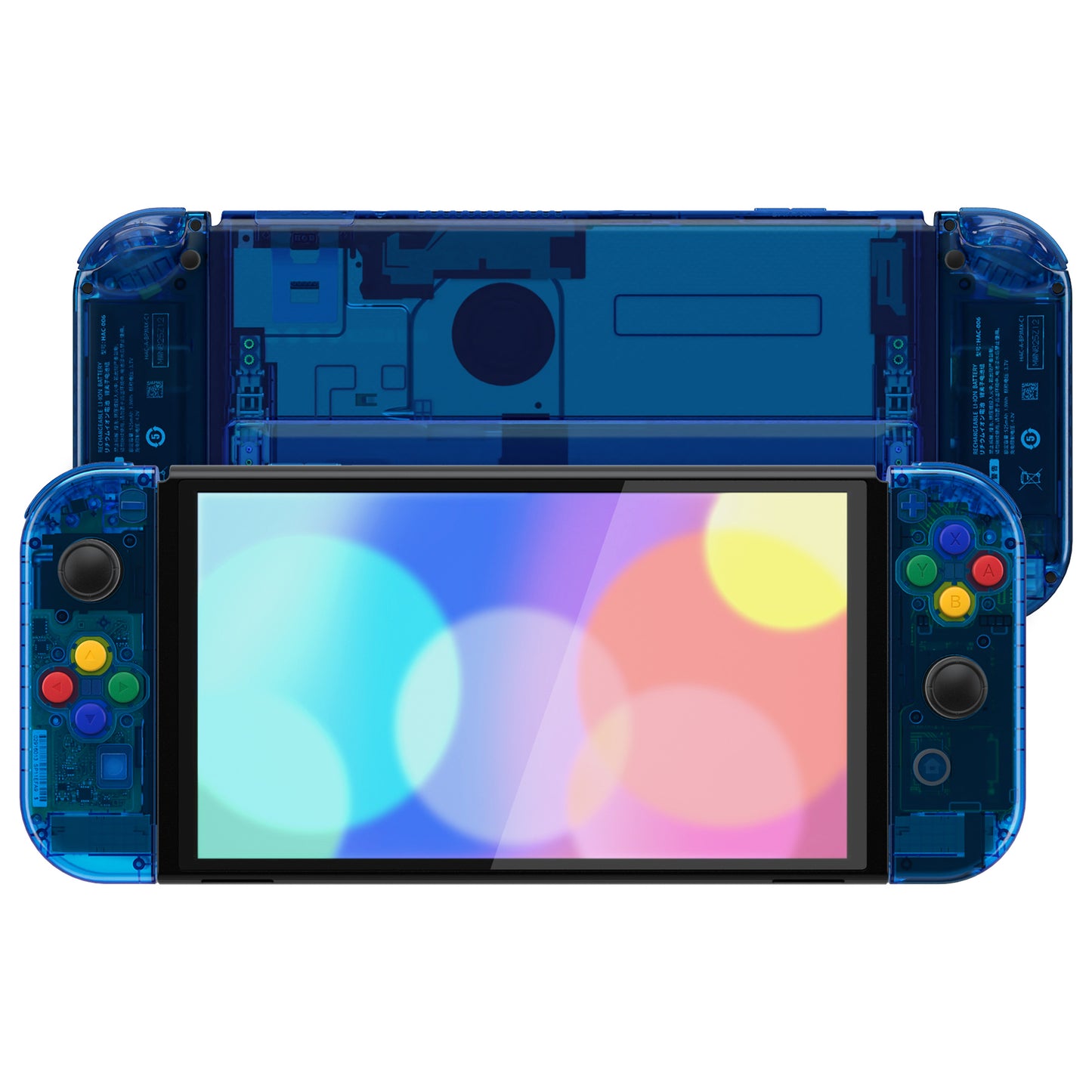 eXtremeRate Custom Replacement Full Set Shell with Buttons for Nintendo Switch OLED - Crystal Clear Blue