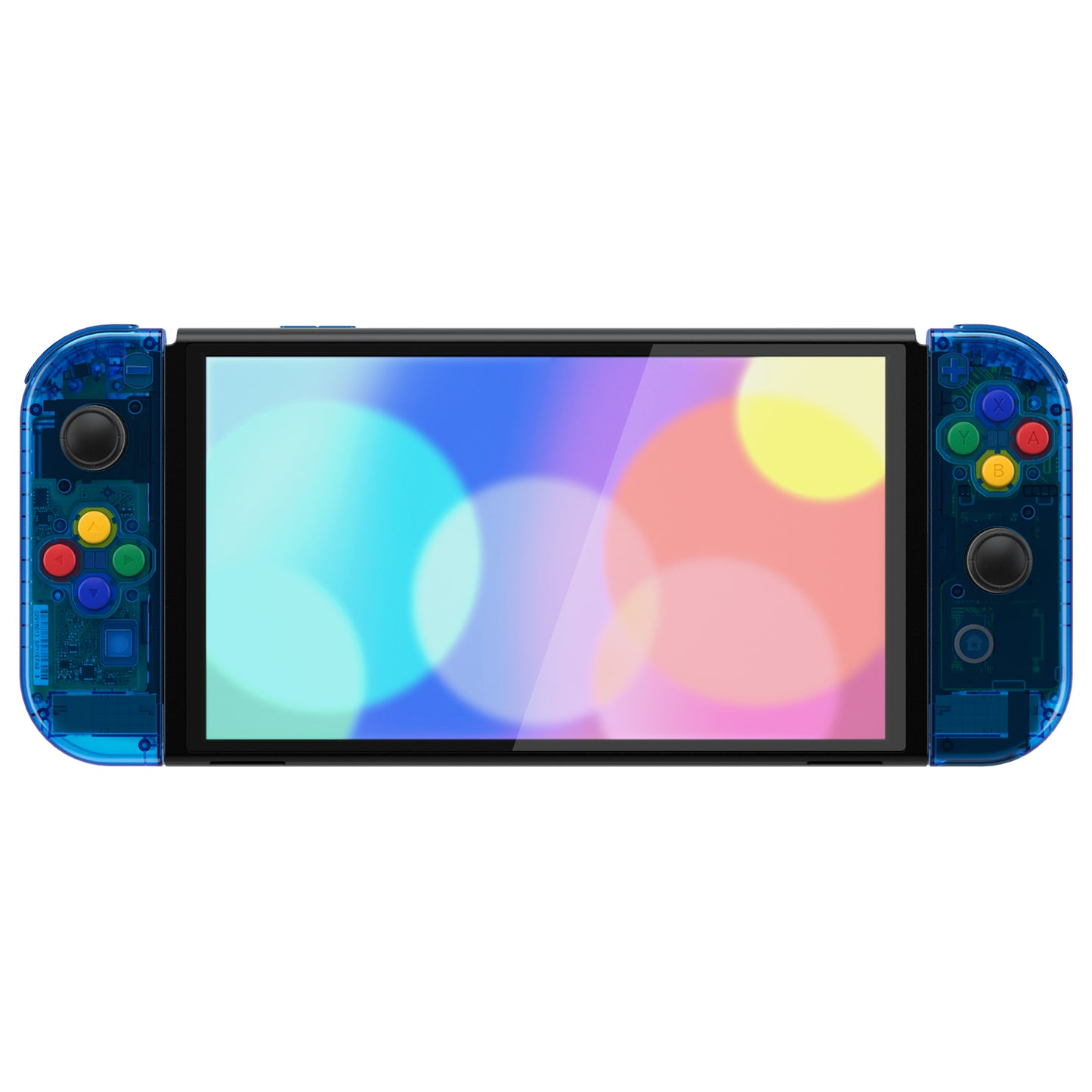 eXtremeRate Custom Replacement Full Set Shell with Buttons for Nintendo Switch OLED - Crystal Clear Blue