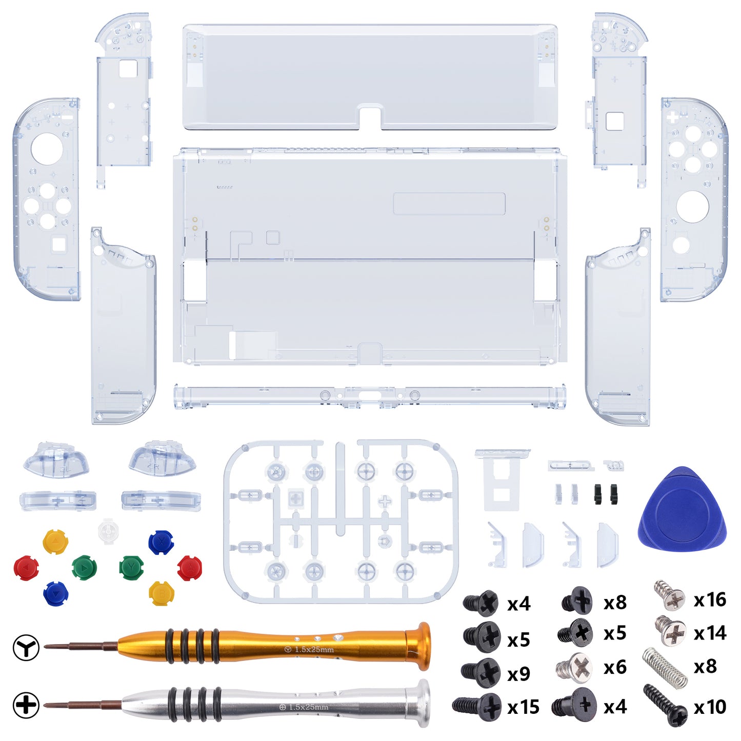 eXtremeRate Custom Replacement Full Set Shell with Buttons for Nintendo Switch OLED - Crystal Clear Glacier Blue eXtremeRate