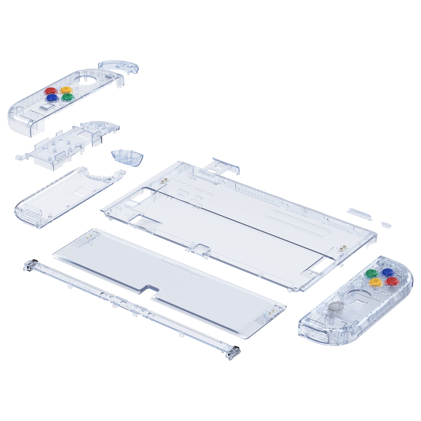 eXtremeRate Custom Replacement Full Set Shell with Buttons for Nintendo Switch OLED - Crystal Clear Glacier Blue eXtremeRate