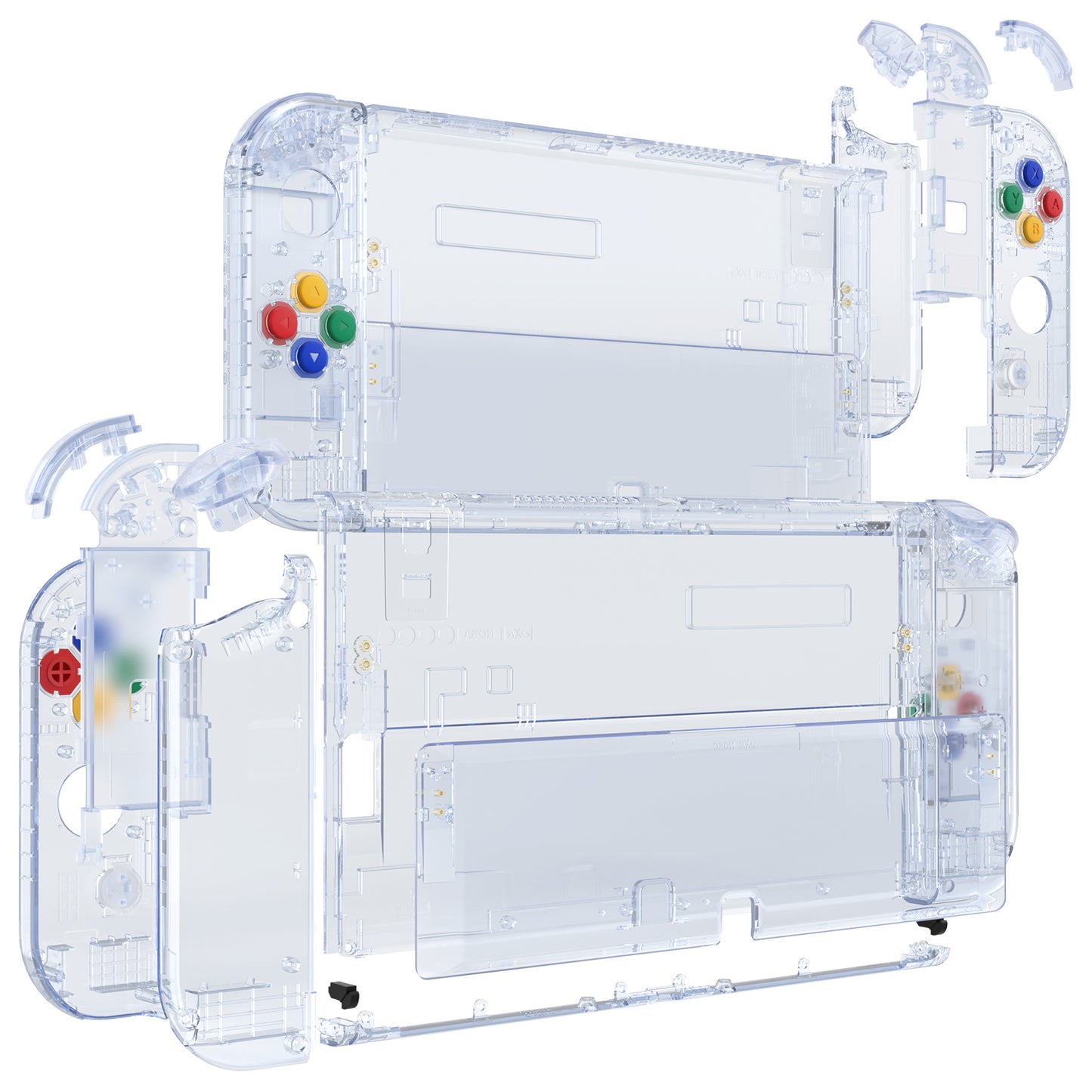 eXtremeRate Custom Replacement Full Set Shell with Buttons for Nintendo Switch OLED - Crystal Clear Glacier Blue eXtremeRate