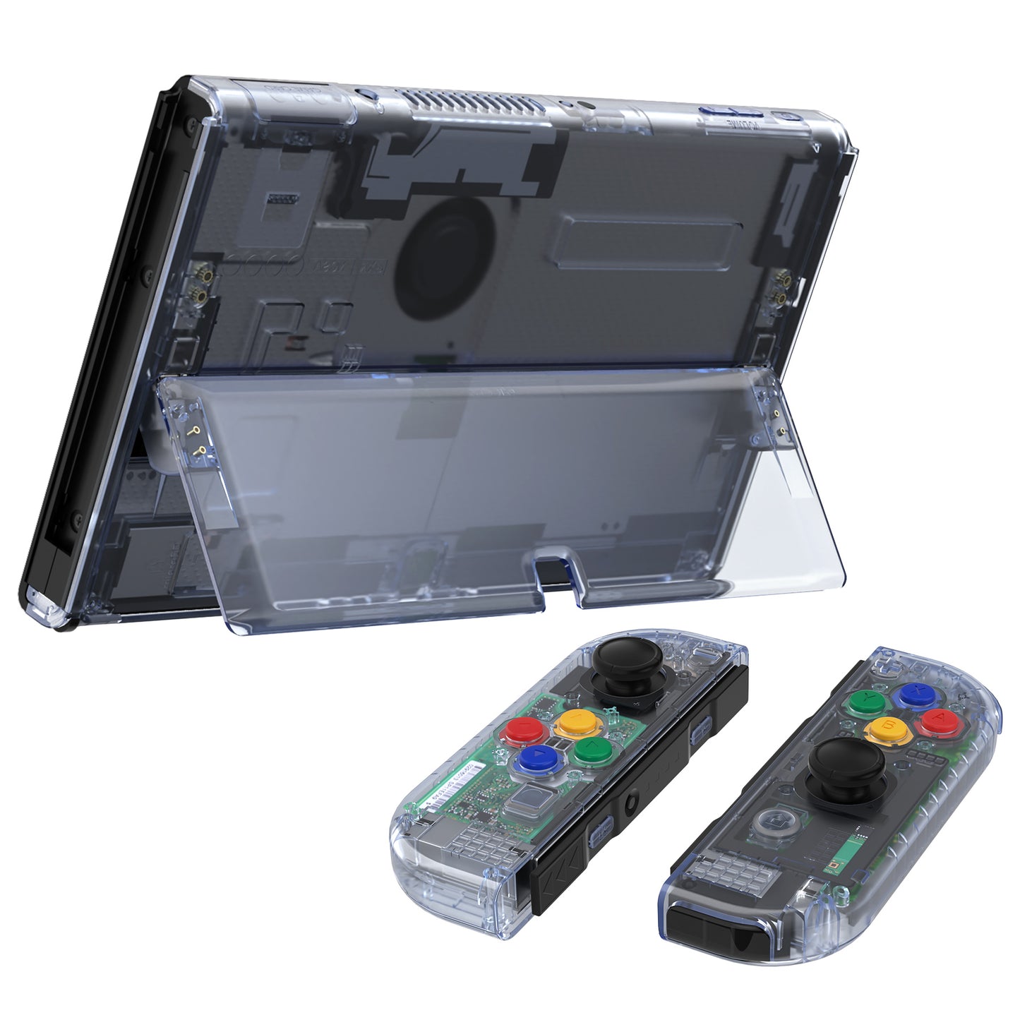 eXtremeRate Custom Replacement Full Set Shell with Buttons for Nintendo Switch OLED - Crystal Clear Glacier Blue eXtremeRate