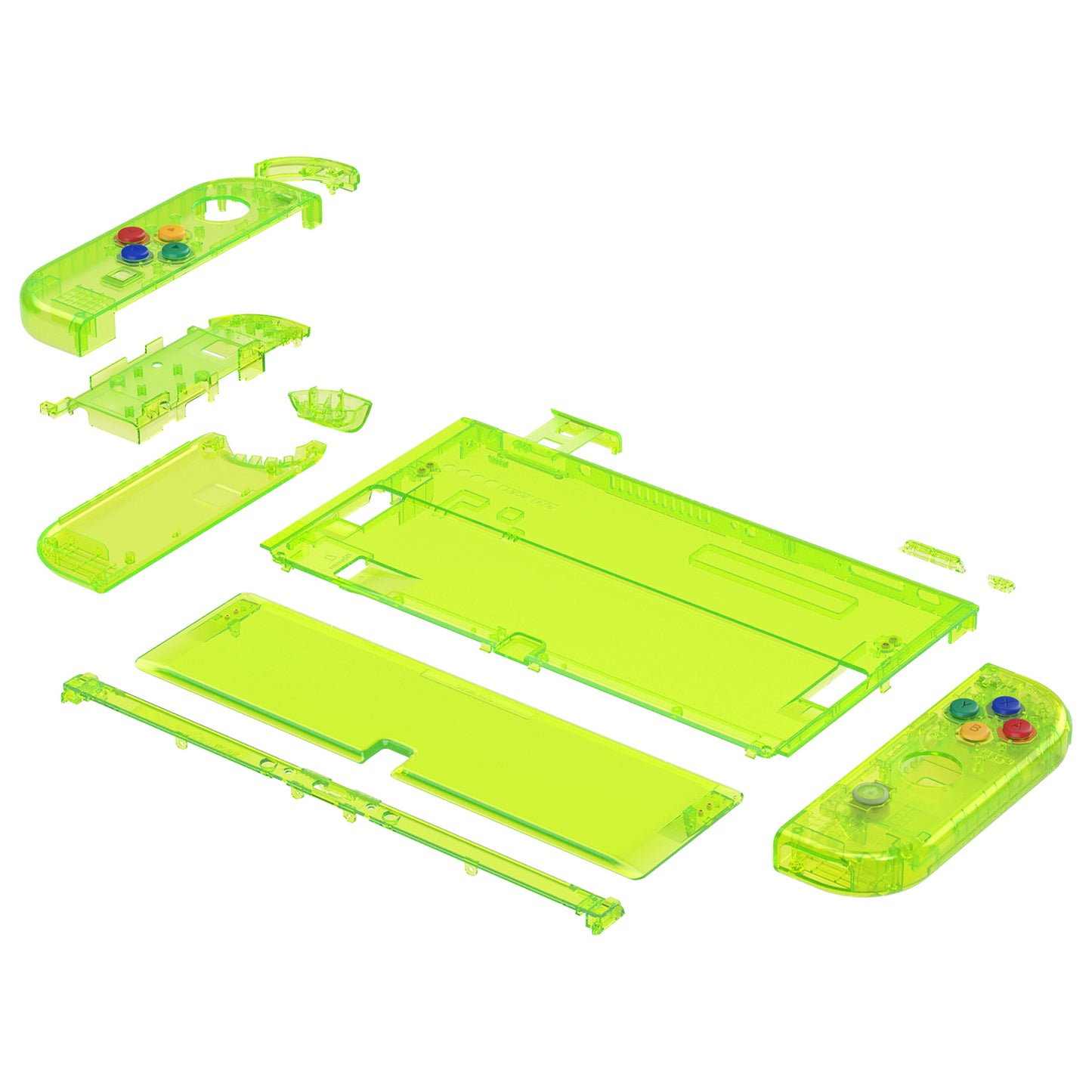 eXtremeRate Custom Replacement Full Set Shell with Buttons for Nintendo Switch OLED - Crystal Clear Lime Green