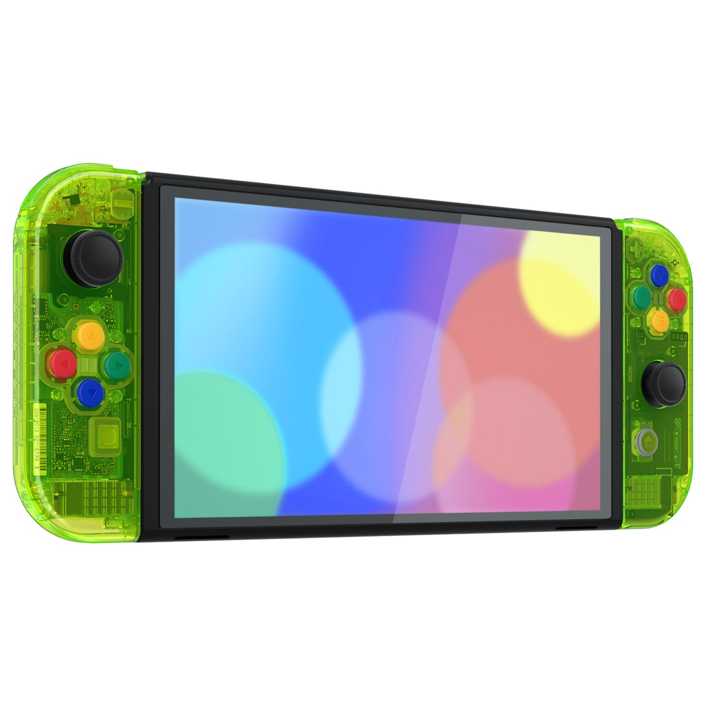 eXtremeRate Custom Replacement Full Set Shell with Buttons for Nintendo Switch OLED - Crystal Clear Lime Green