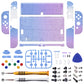 eXtremeRate Custom Replacement Full Set Shell with Buttons for Nintendo Switch OLED - Glitter Gradient Translucent Bluebell