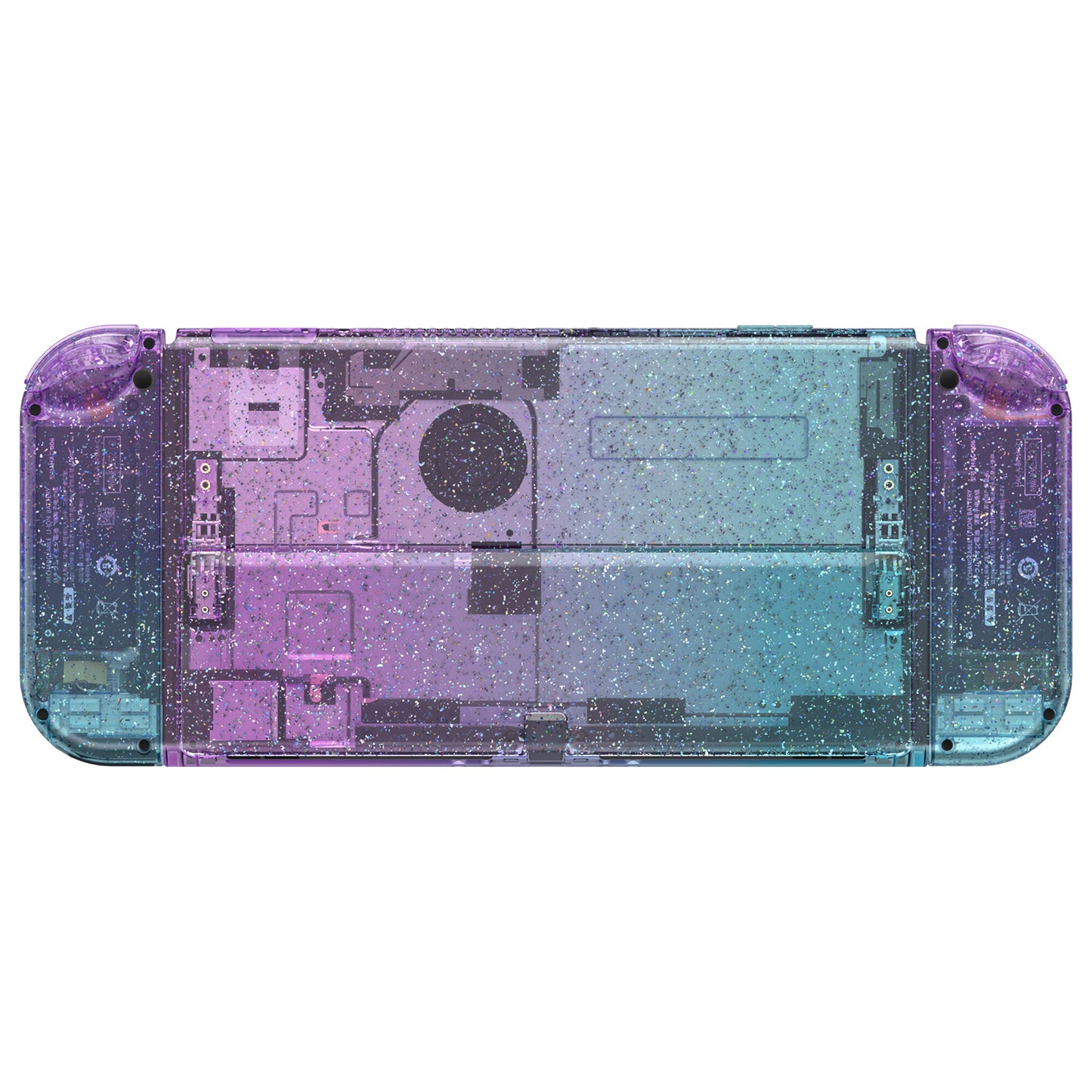 eXtremeRate Custom Replacement Full Set Shell with Buttons for Nintendo Switch OLED - Glitter Gradient Translucent Bluebell & Blue