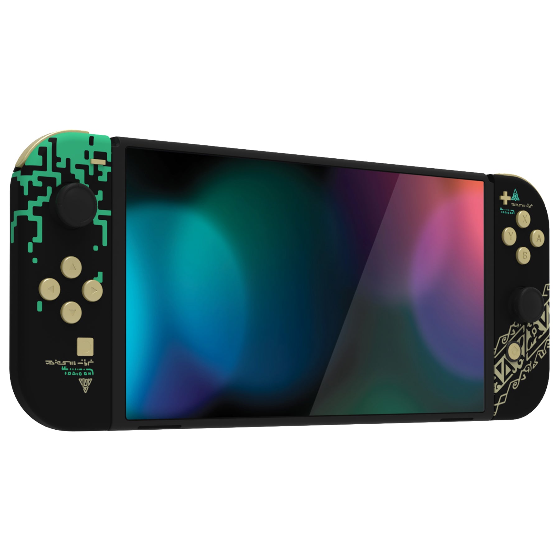 eXtremeRate Custom Replacement Full Set Shell with Buttons for Nintendo Switch OLED - Glow in Dark - Totem of Kingdom Black eXtremeRate