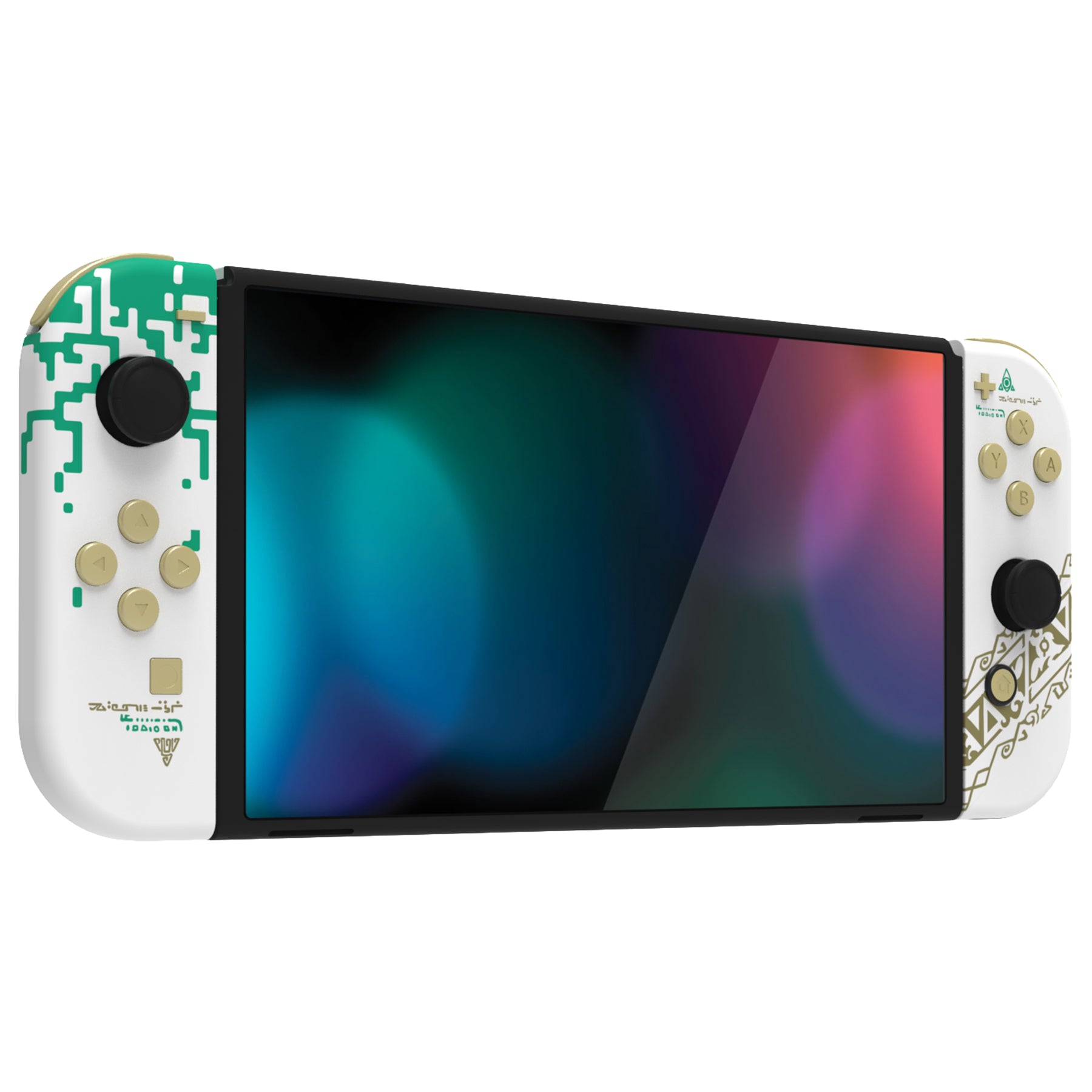 eXtremeRate Custom Replacement Full Set Shell with Buttons for Nintendo Switch OLED - Glow in Dark - Totem of Kingdom White eXtremeRate