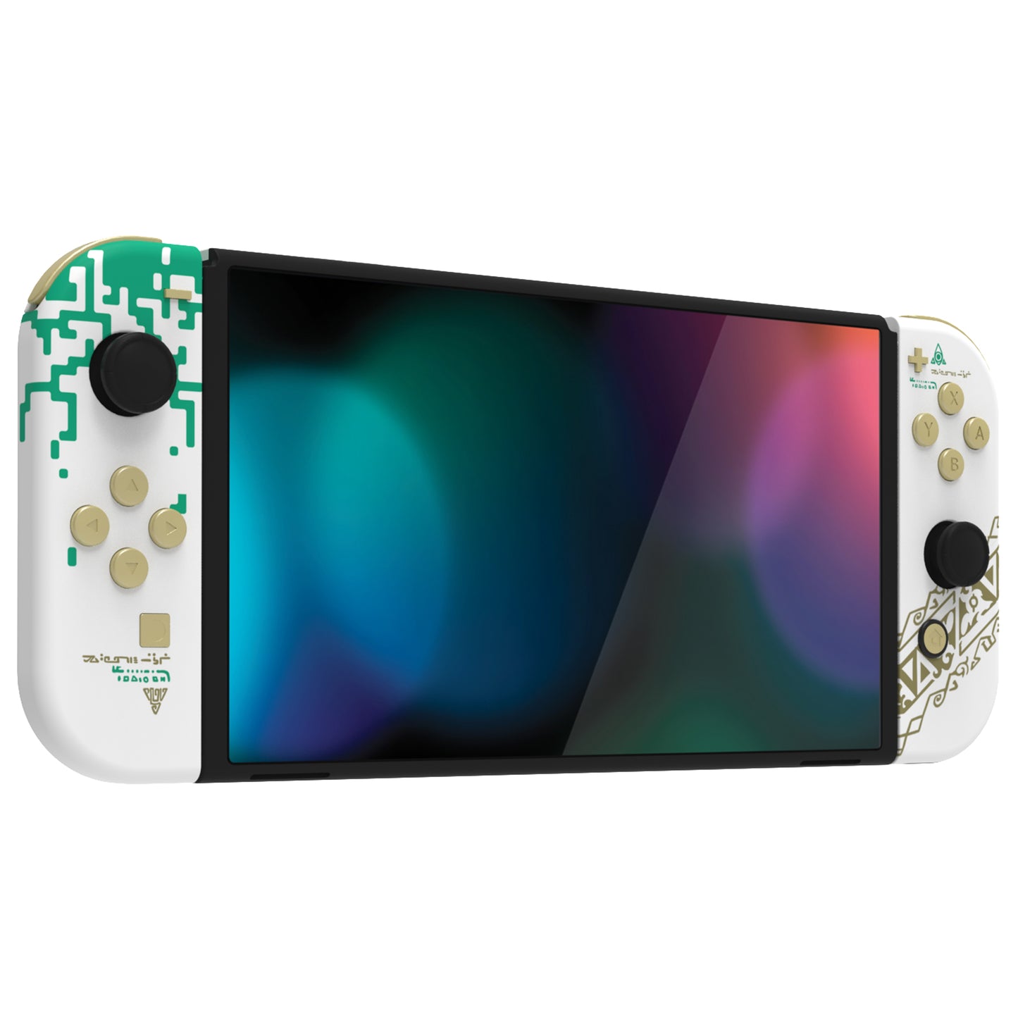 eXtremeRate Custom Replacement Full Set Shell with Buttons for Nintendo Switch OLED - Glow in Dark - Totem of Kingdom White