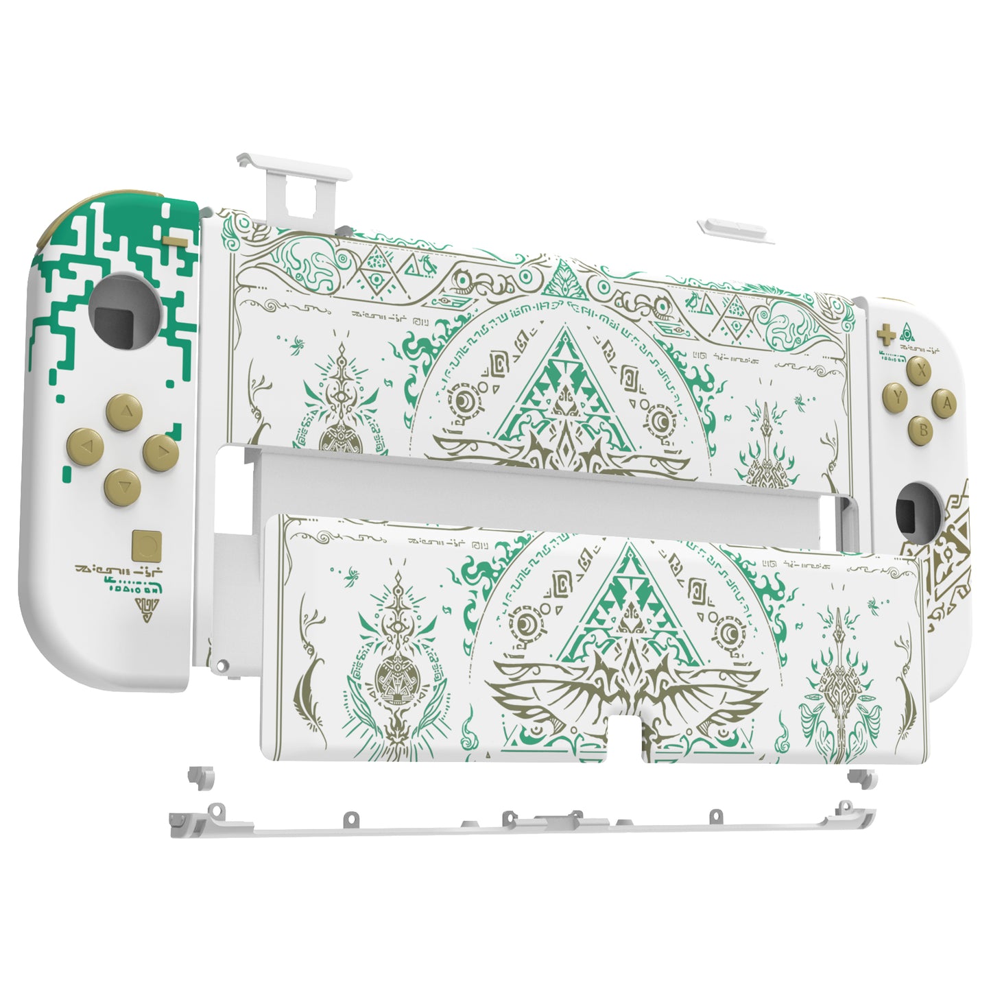 eXtremeRate Custom Replacement Full Set Shell with Buttons for Nintendo Switch OLED - Glow in Dark - Totem of Kingdom White