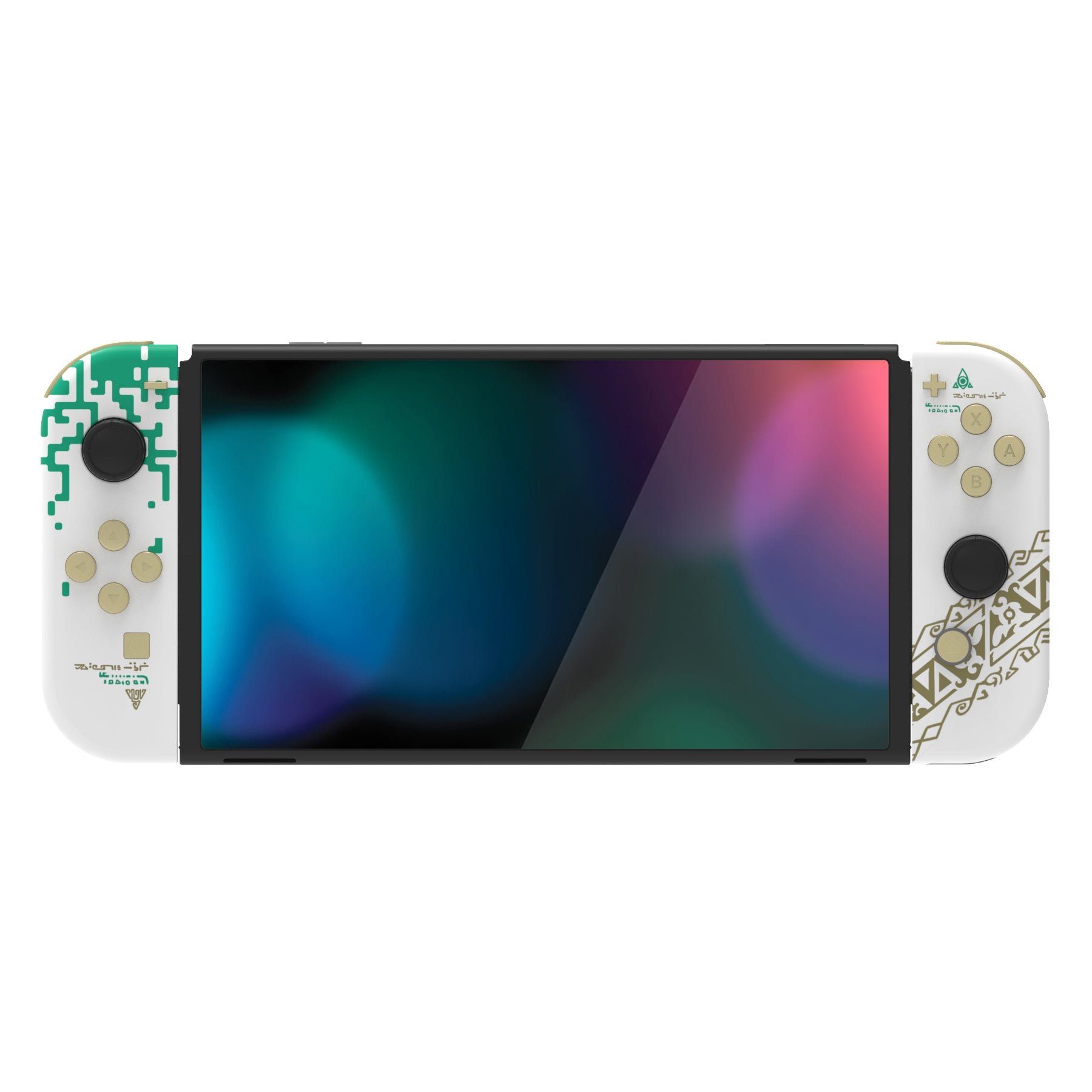 eXtremeRate Custom Replacement Full Set Shell with Buttons for Nintendo Switch OLED - Glow in Dark - Totem of Kingdom White eXtremeRate
