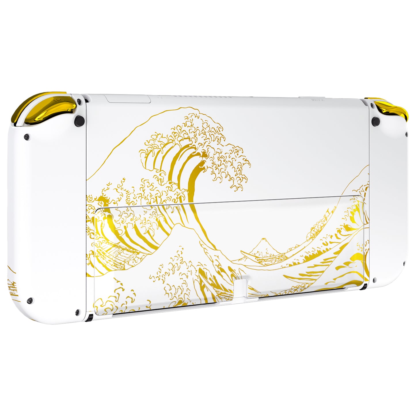 eXtremeRate Custom Replacement Full Set Shell with Buttons for Nintendo Switch OLED - The Great GOLDEN Wave Off Kanagawa - White eXtremeRate