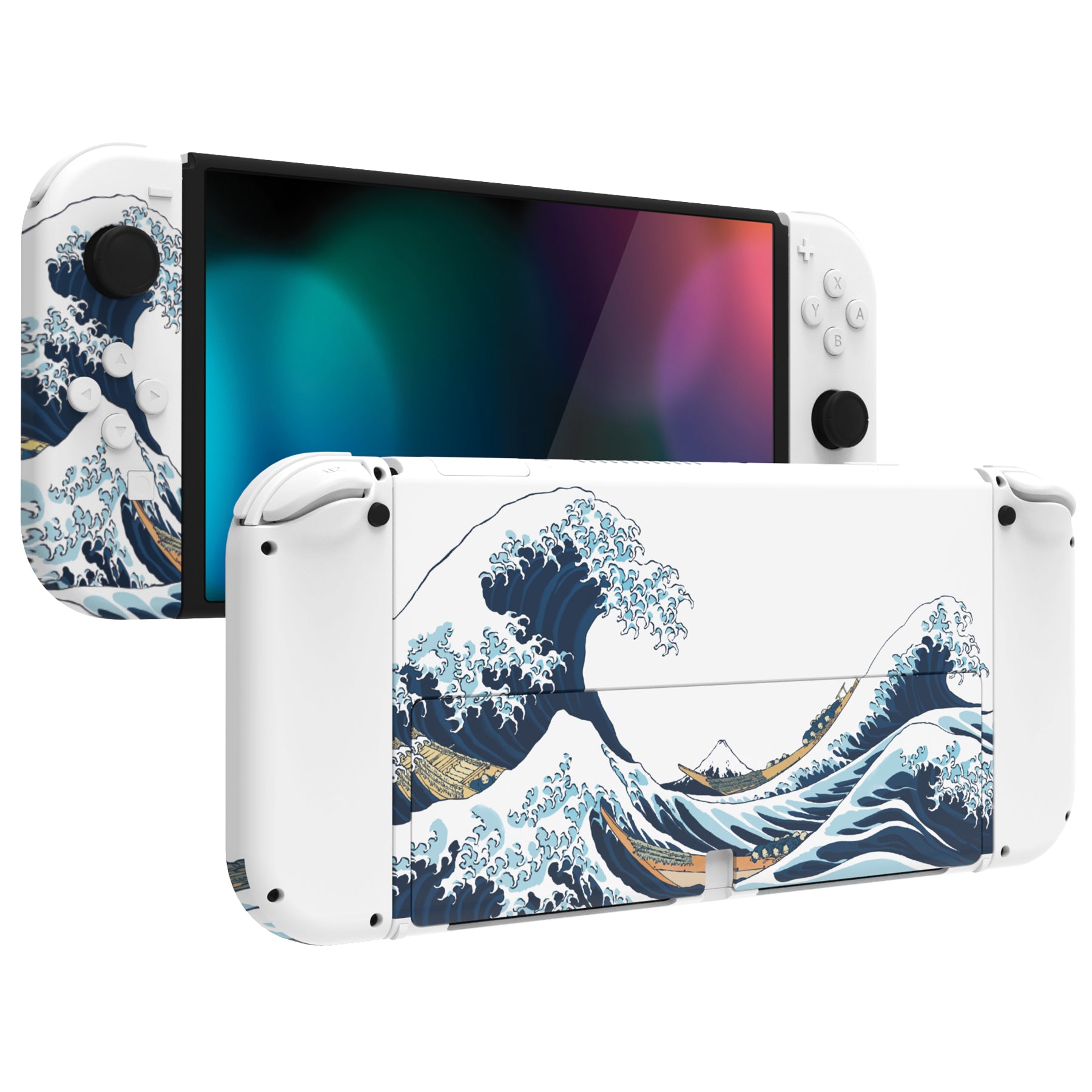 eXtremeRate Custom Replacement Full Set Shell with Buttons for Nintendo Switch OLED - The Great Wave Off Kanagawa eXtremeRate