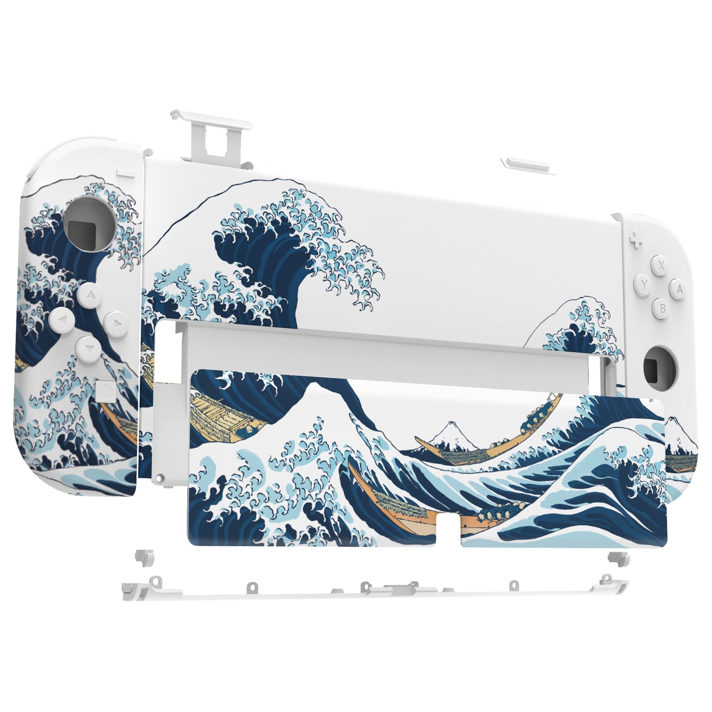 eXtremeRate Custom Replacement Full Set Shell with Buttons for Nintendo Switch OLED - The Great Wave Off Kanagawa eXtremeRate